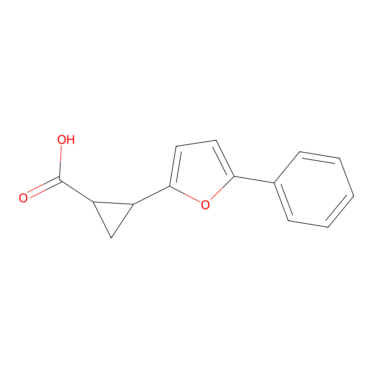2-(5-Phenylfuran-2-yl)cyclopropanecarboxylic acid molecular structure, CAS 1315347-74-0