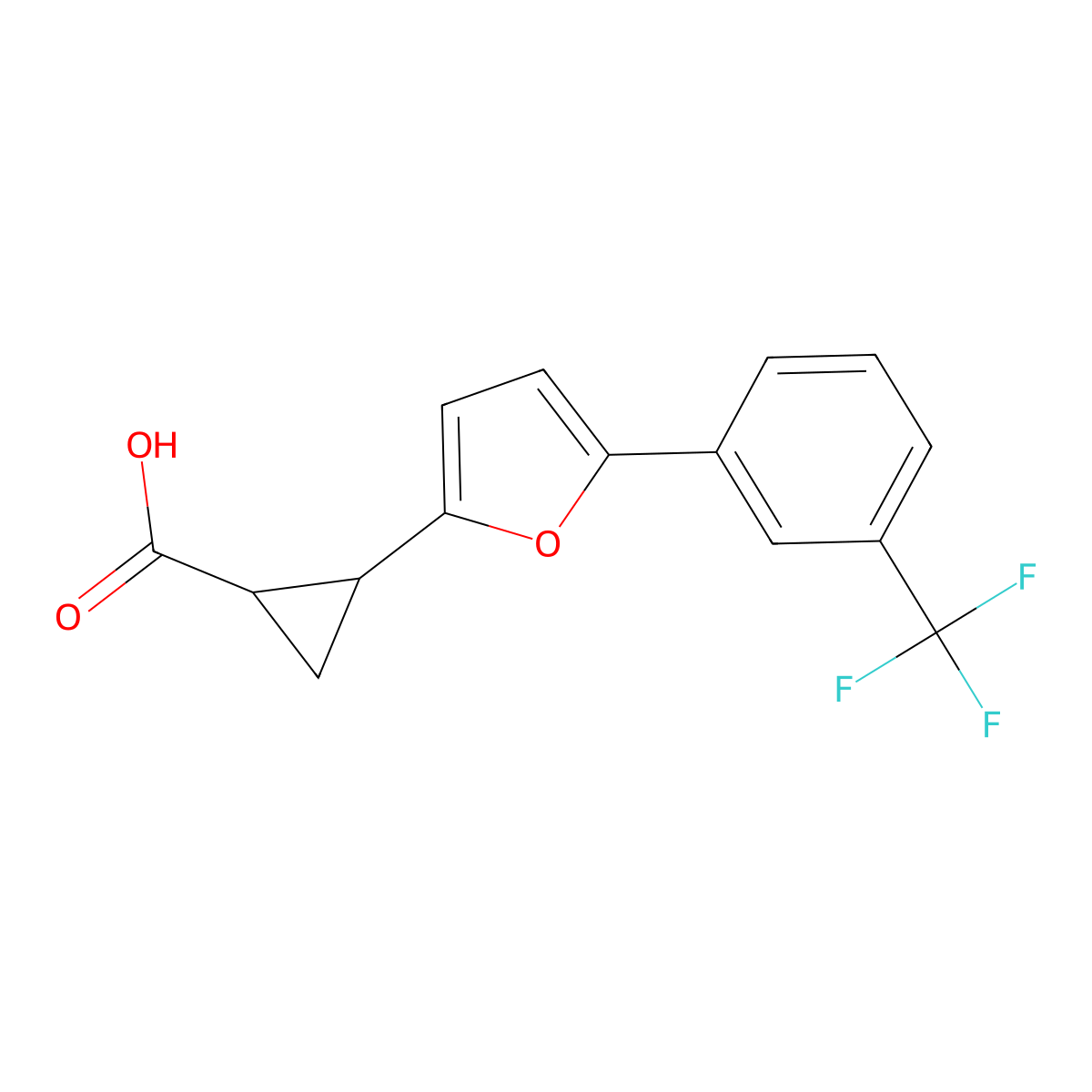 2-(5-(3-(Trifluoromethyl)phenyl)furan-2-yl)cyclopropanecarboxylic acid molecular structure, CAS 1315348-21-0