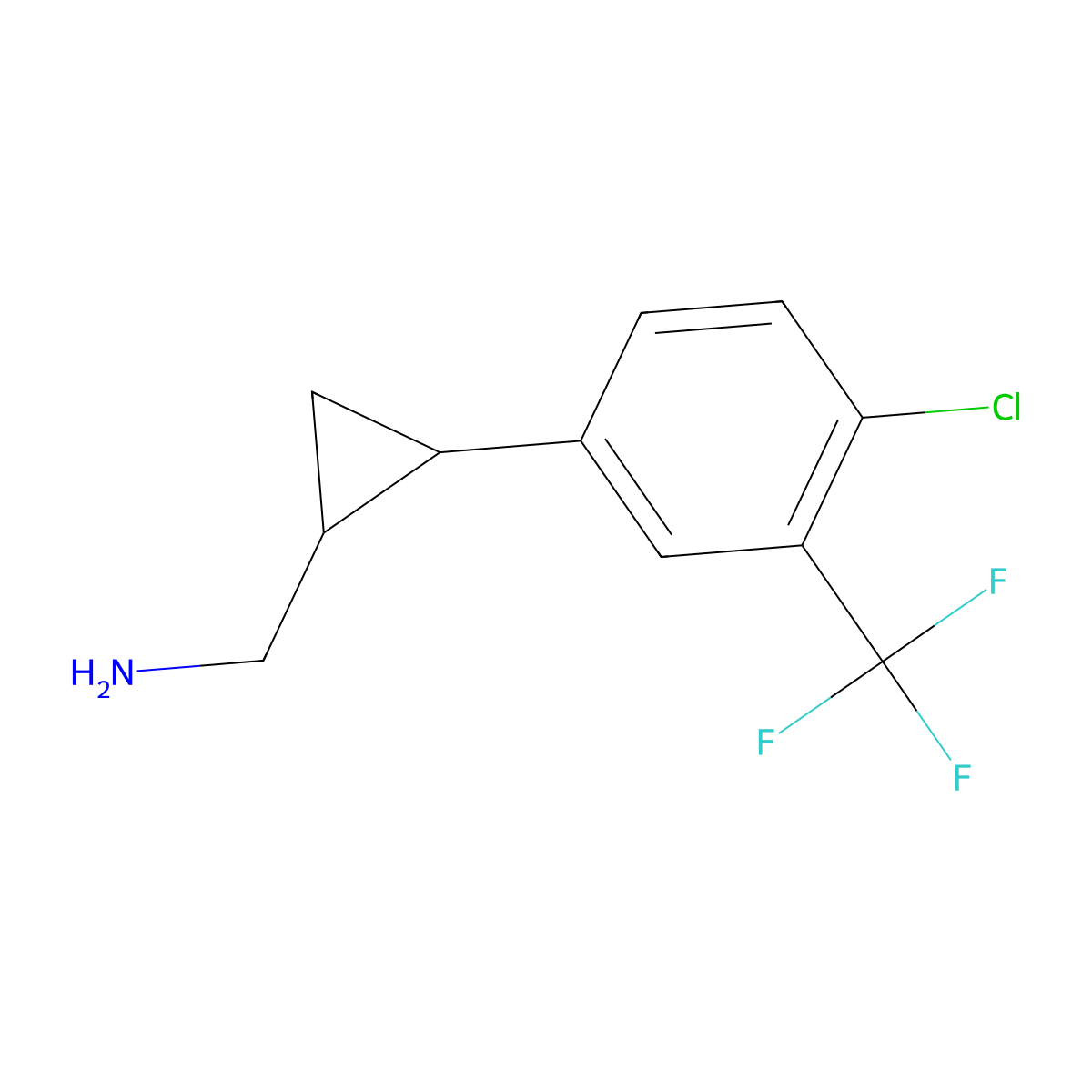 (2-(4-Chloro-3-(trifluoromethyl)phenyl)cyclopropyl)methanamine molecular structure, CAS 1315348-40-3