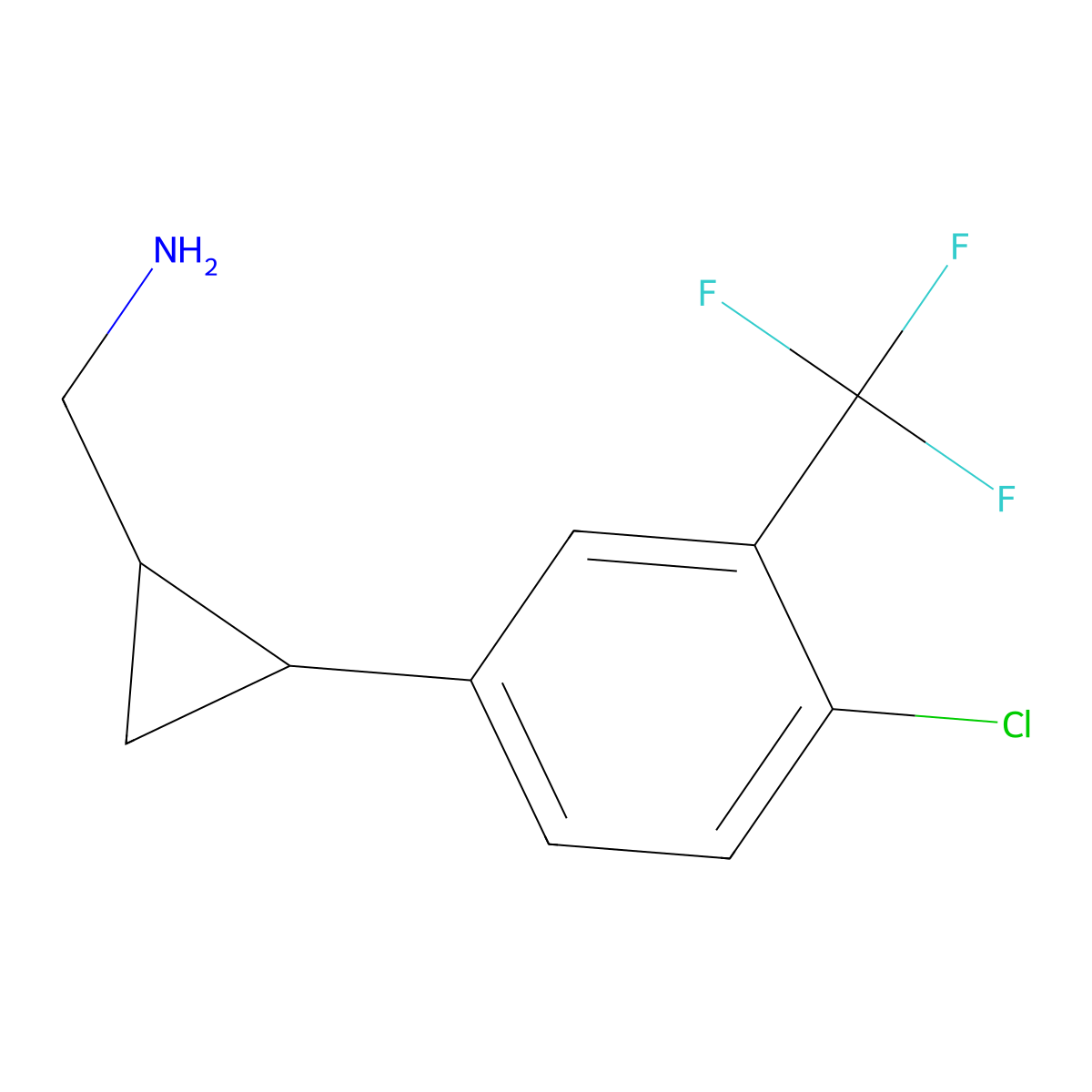 (2-(4-Chloro-3-(trifluoromethyl)phenyl)cyclopropyl)methanamine molecular structure, CAS 1315348-40-3