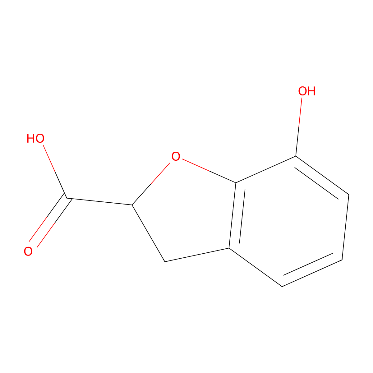 7-Hydroxy-2,3-dihydrobenzofuran-2-carboxylic acid molecular structure, CAS 1315348-83-4