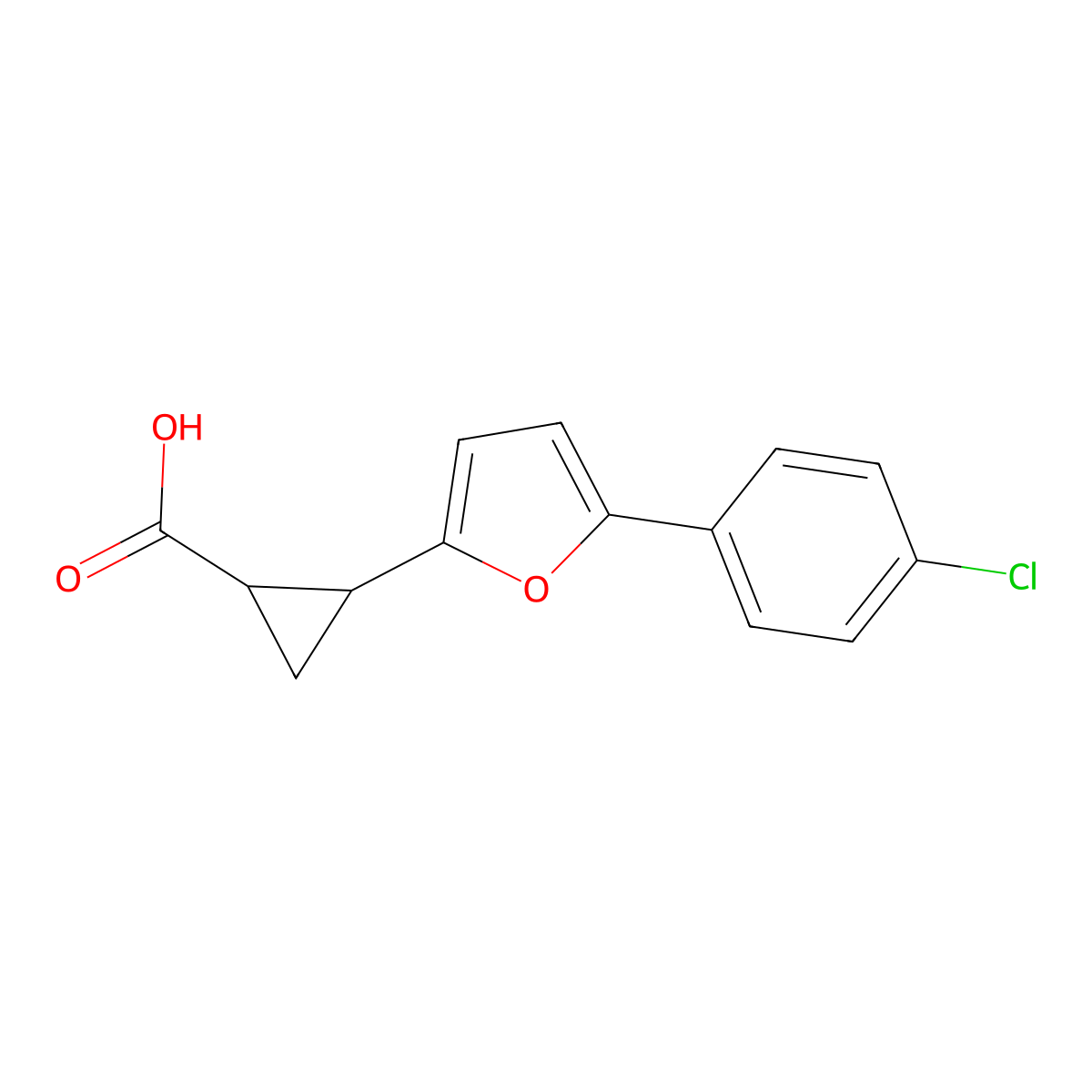 2-(5-(4-Chlorophenyl)furan-2-yl)cyclopropanecarboxylic acid molecular structure, CAS 1315348-98-1