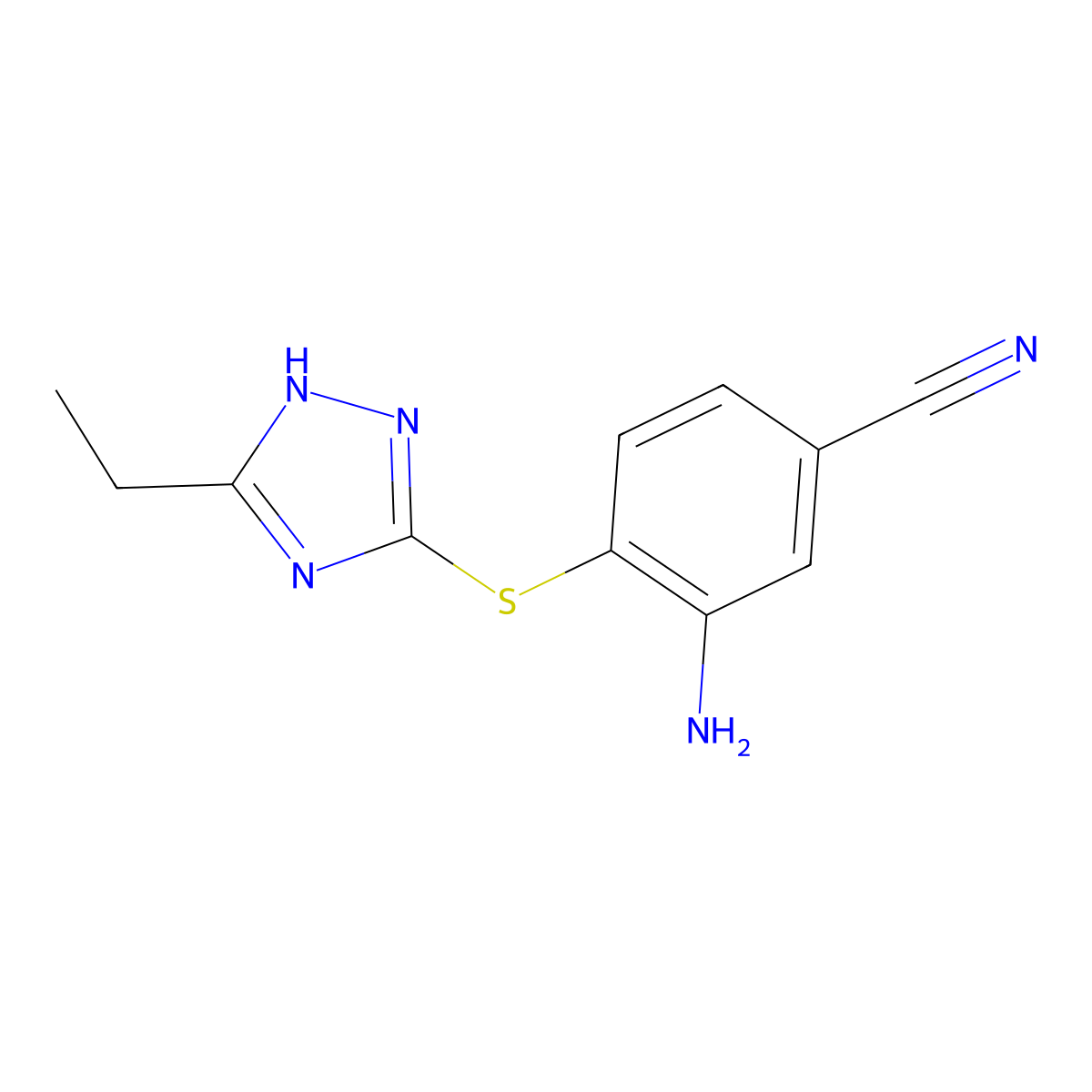 3-Amino-4-[(5-ethyl-4h-1,2,4-triazol-3-yl)sulfanyl]benzonitrile molecular structure, CAS 1315349-27-9