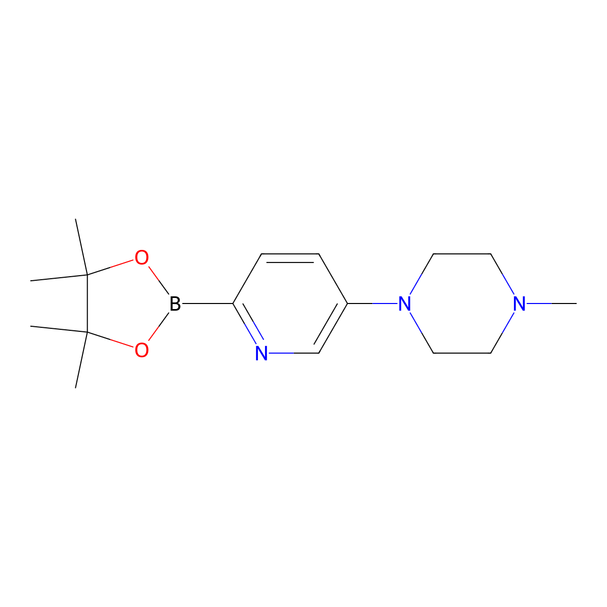 1-Methyl-4-(6-(4,4,5,5-tetramethyl-1,3,2-dioxaborolan-2-YL)pyridin-3-YL)piperazine molecular structure, CAS 1315349-74-6