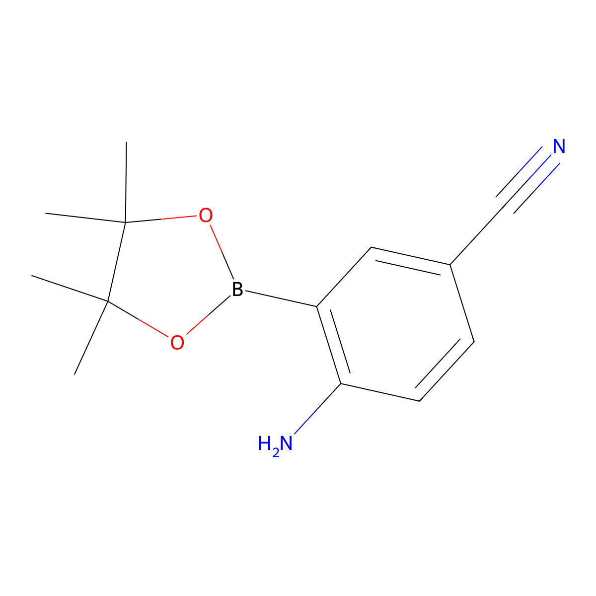 4-Amino-3-(4,4,5,5-tetramethyl-1,3,2-dioxaborolan-2-yl)benzonitrile molecular structure, CAS 1315350-04-9