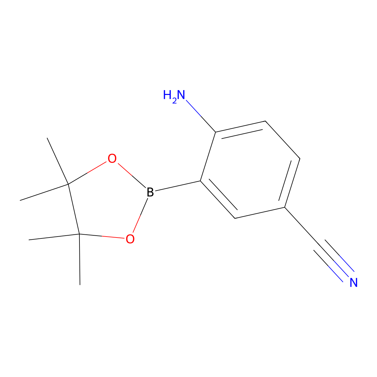 4-Amino-3-(4,4,5,5-tetramethyl-1,3,2-dioxaborolan-2-yl)benzonitrile molecular structure, CAS 1315350-04-9
