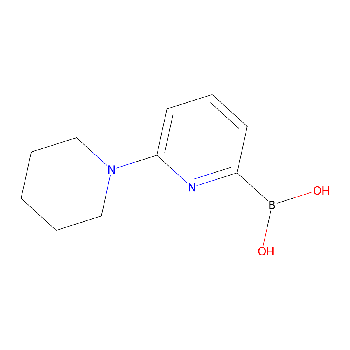 (6-(Piperidin-1-yl)pyridin-2-yl)boronic acid molecular structure, CAS 1315351-02-0