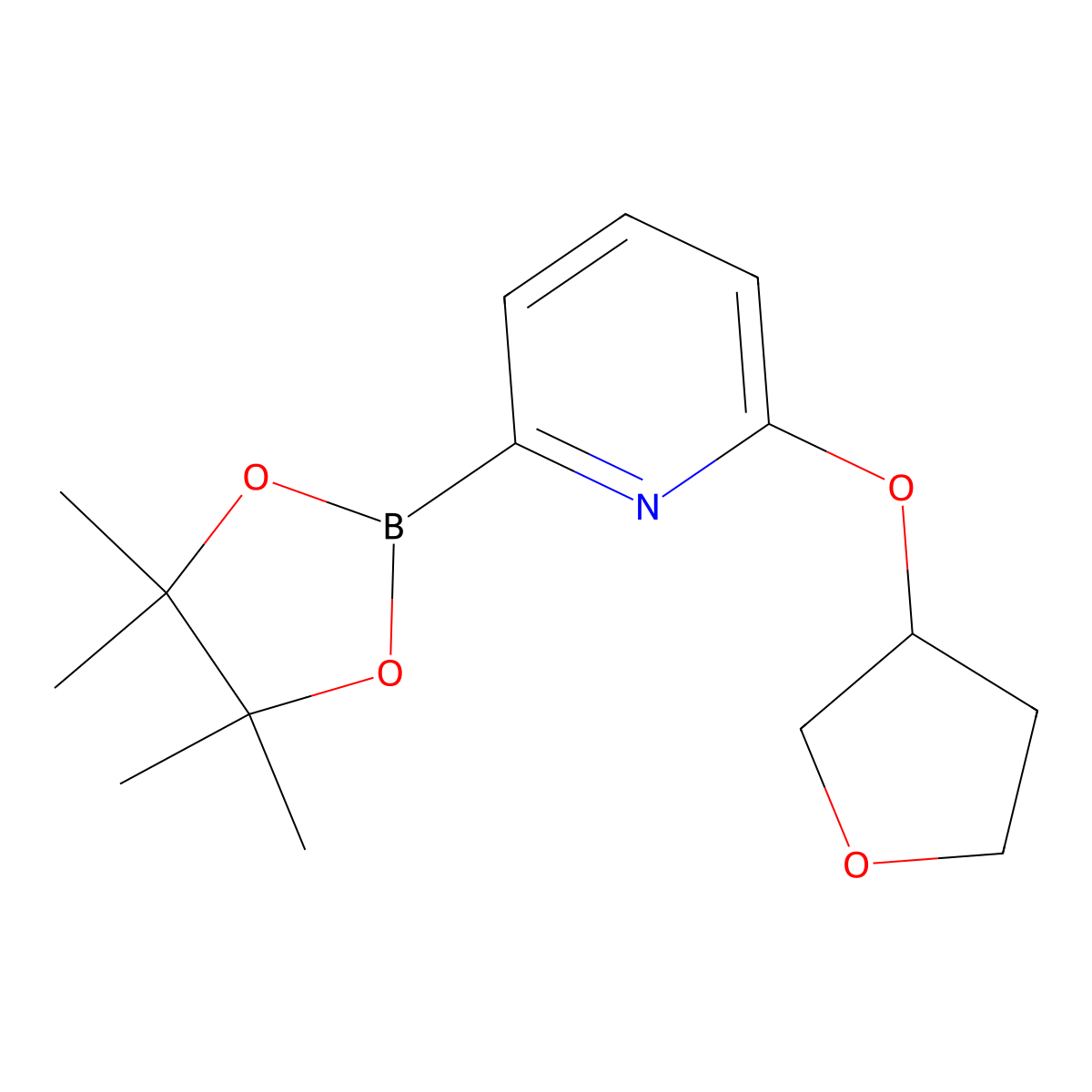 2-((Tetrahydrofuran-3-yl)oxy)-6-(4,4,5,5-tetramethyl-1,3,2-dioxaborolan-2-yl)pyridine molecular structure, CAS 1315351-11-1