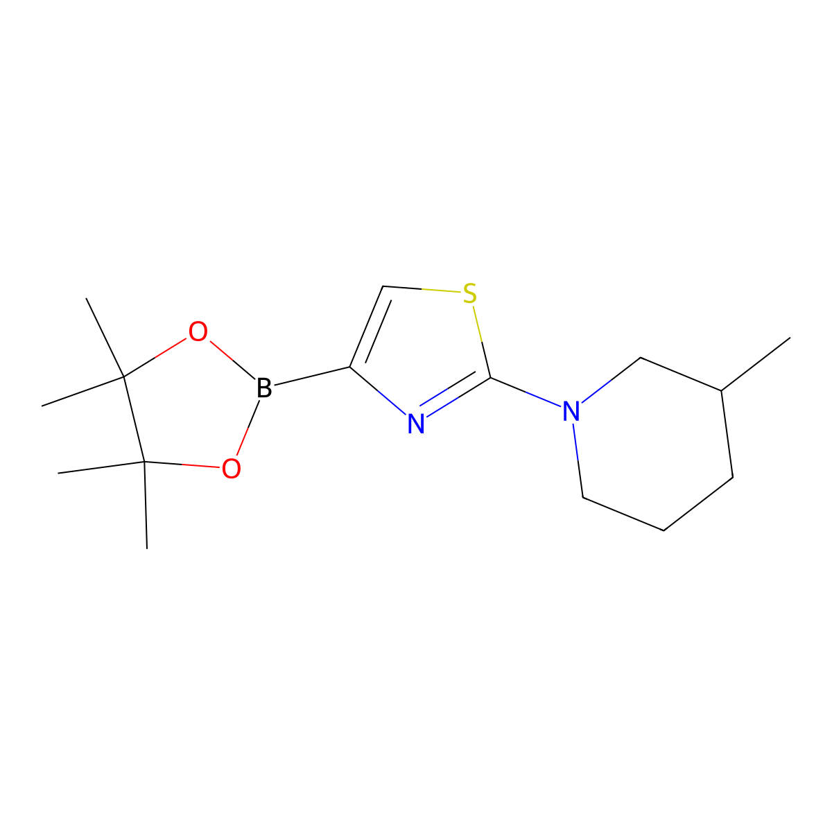 2-(3-Methylpiperidin-1-yl)-4-(4,4,5,5-tetramethyl-1,3,2-dioxaborolan-2-yl)thiazole molecular structure, CAS 1315352-38-5