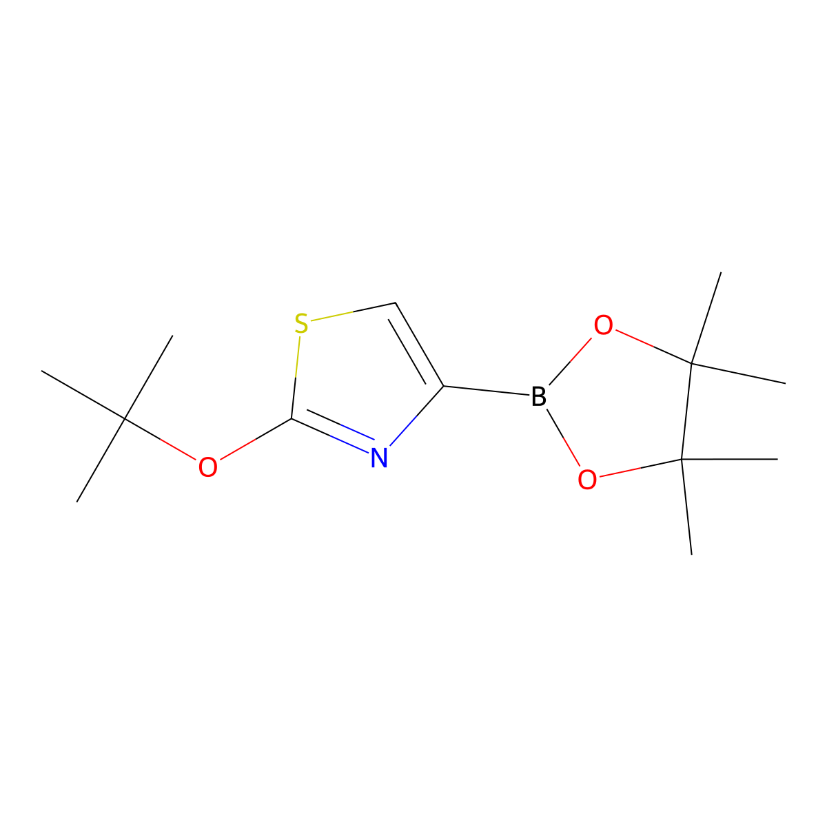 2-(tert-Butoxy)-4-(4,4,5,5-tetramethyl-1,3,2-dioxaborolan-2-yl)thiazole molecular structure, CAS 1315352-49-8