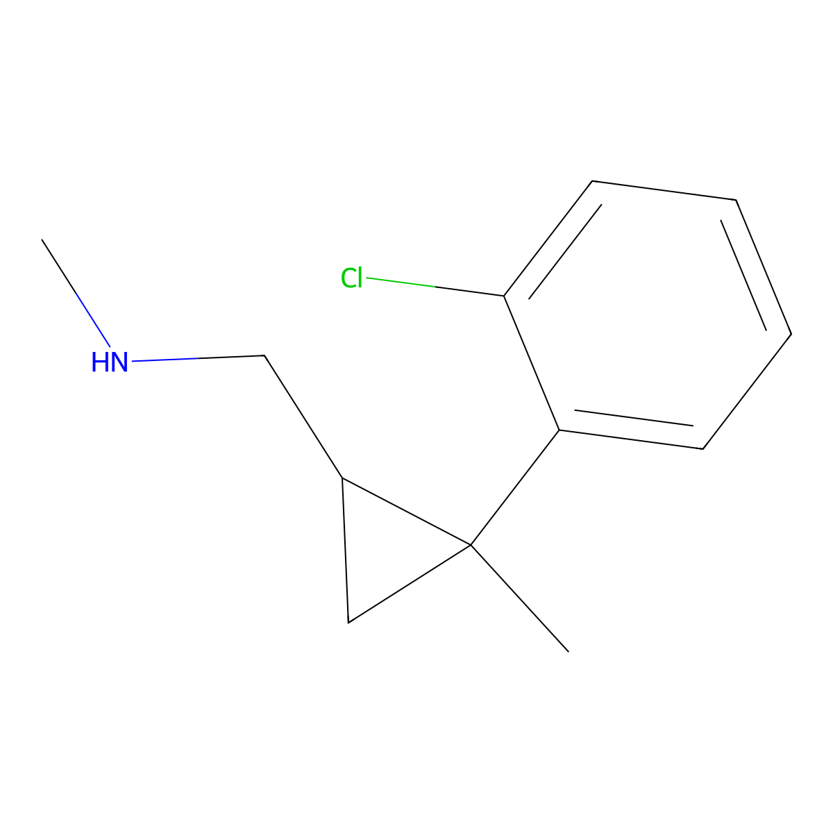 1-(2-(2-Chlorophenyl)-2-methylcyclopropyl)-N-methylmethanamine molecular structure, CAS 1315352-89-6