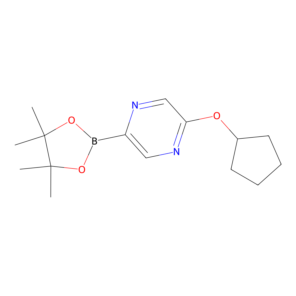 2-(Cyclopentyloxy)-5-(4,4,5,5-tetramethyl-1,3,2-dioxaborolan-2-yl)pyrazine molecular structure, CAS 1315353-86-6