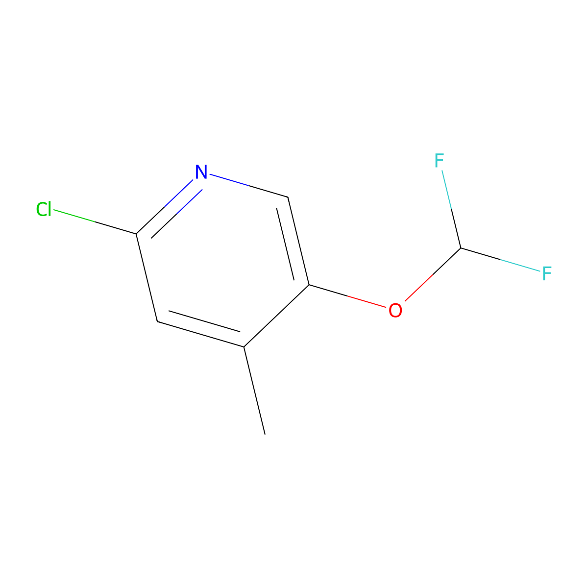 2-Chloro-5-(difluoromethoxy)-4-methylpyridine molecular structure, CAS 1315360-06-5