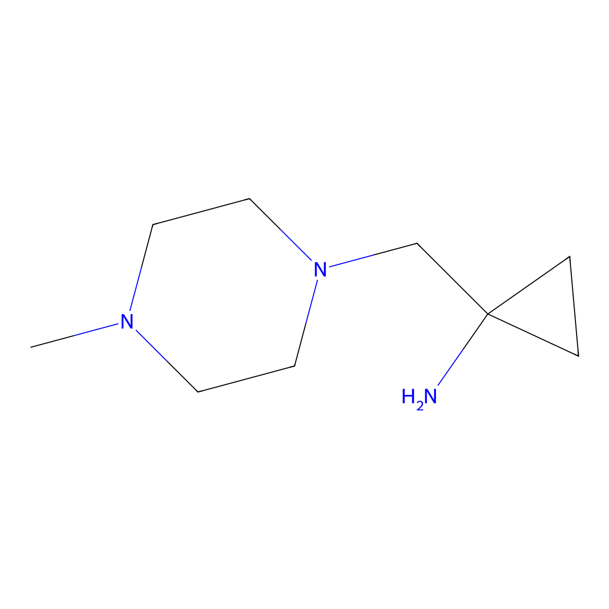 1-[(4-Methylpiperazin-1-yl)methyl]cyclopropan-1-amine molecular structure, CAS 1315360-60-1