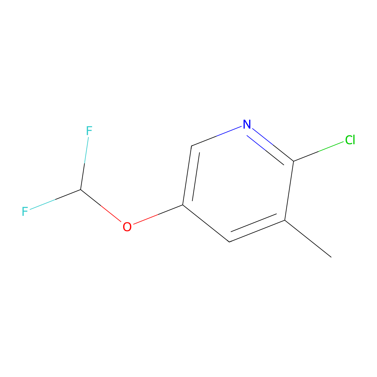 2-Chloro-5-(difluoromethoxy)-3-methylpyridine molecular structure, CAS 1315360-83-8