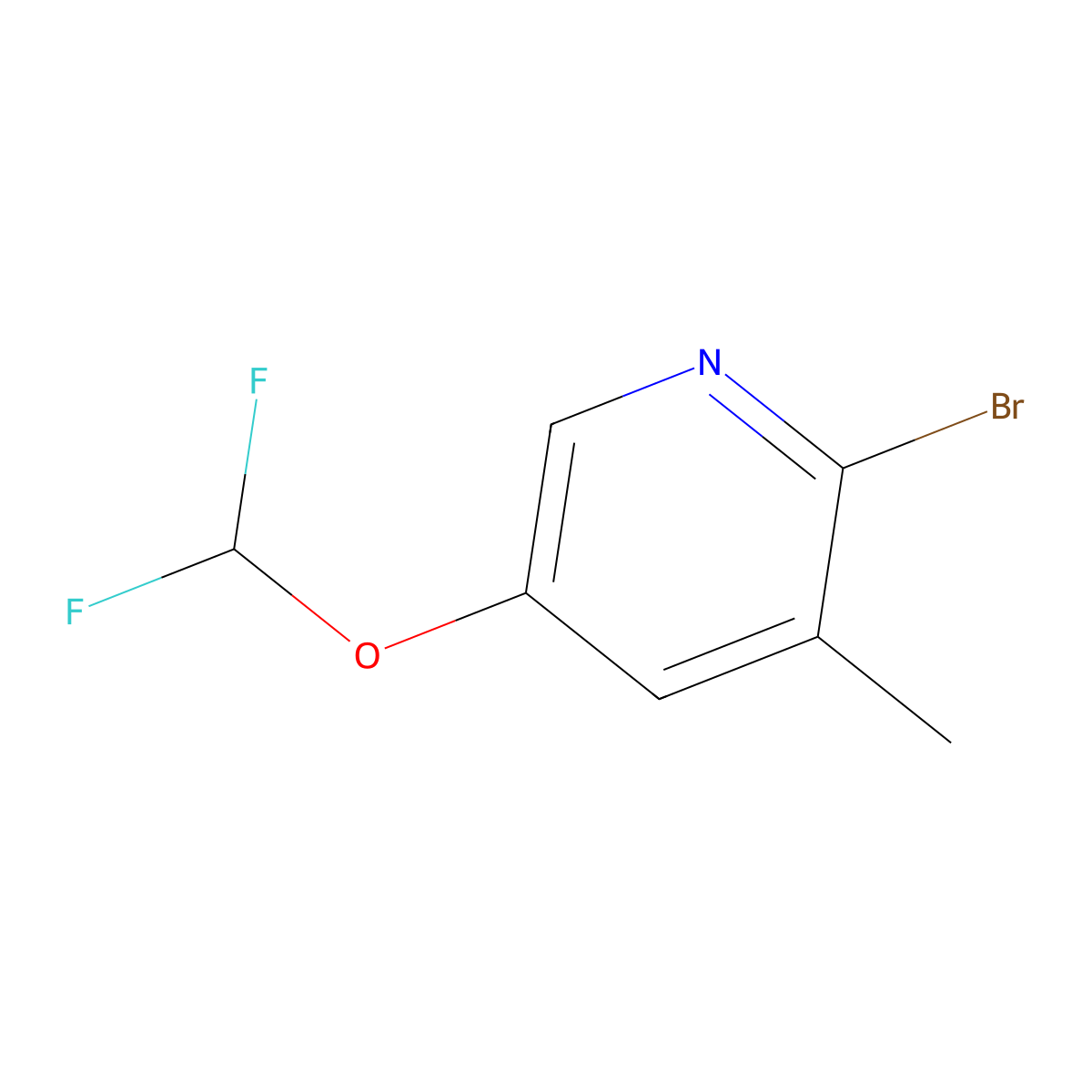 2-Bromo-5-(difluoromethoxy)-3-methylpyridine molecular structure, CAS 1315361-08-0