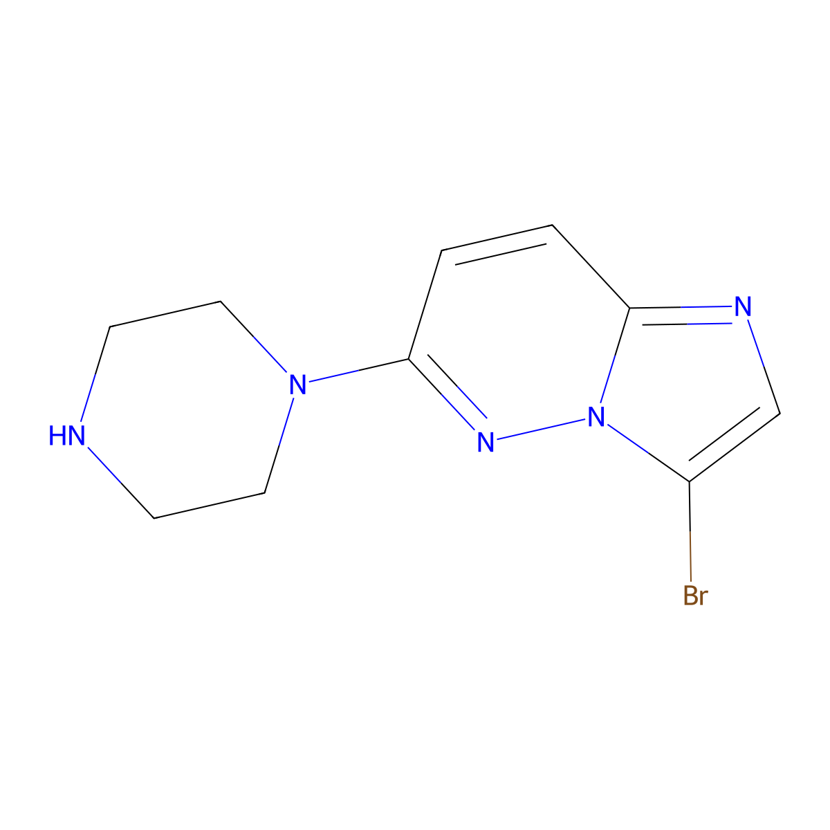 3-Bromo-6-piperazin-1-yl-imidazo[1,2-b]pyridazine molecular structure, CAS 1315364-61-4