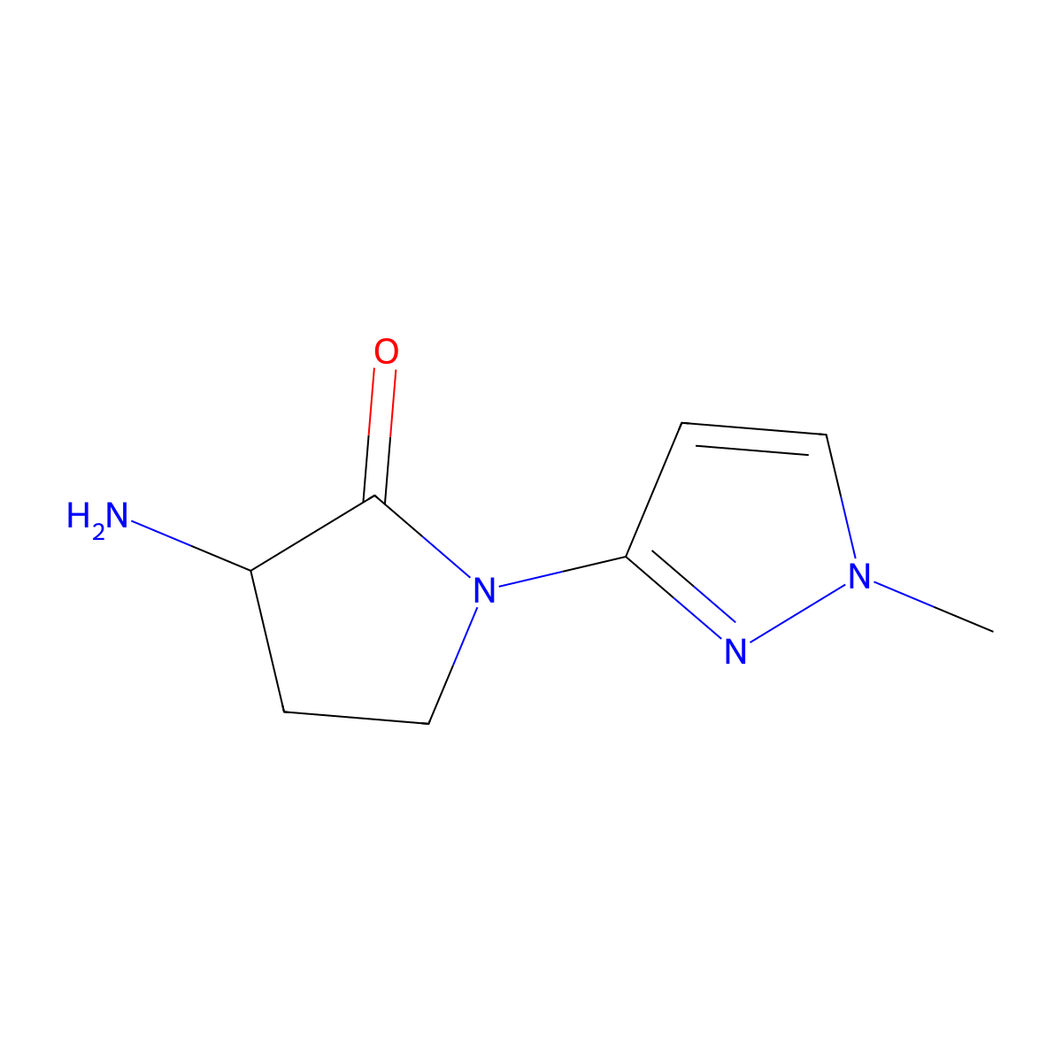 3-amino-1-(1-methyl-1H-pyrazol-3-yl)pyrrolidin-2-one molecular structure, CAS 1315365-07-1
