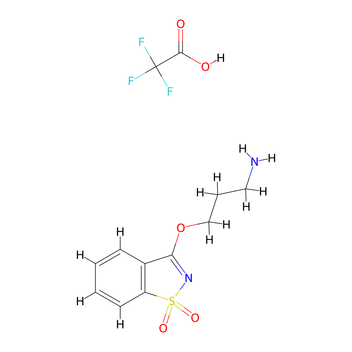 3-(3-Aminopropoxy)-1,2-benzothiazole-1,1-dione, trifluoroacetic acid molecular structure, CAS 1315365-10-6