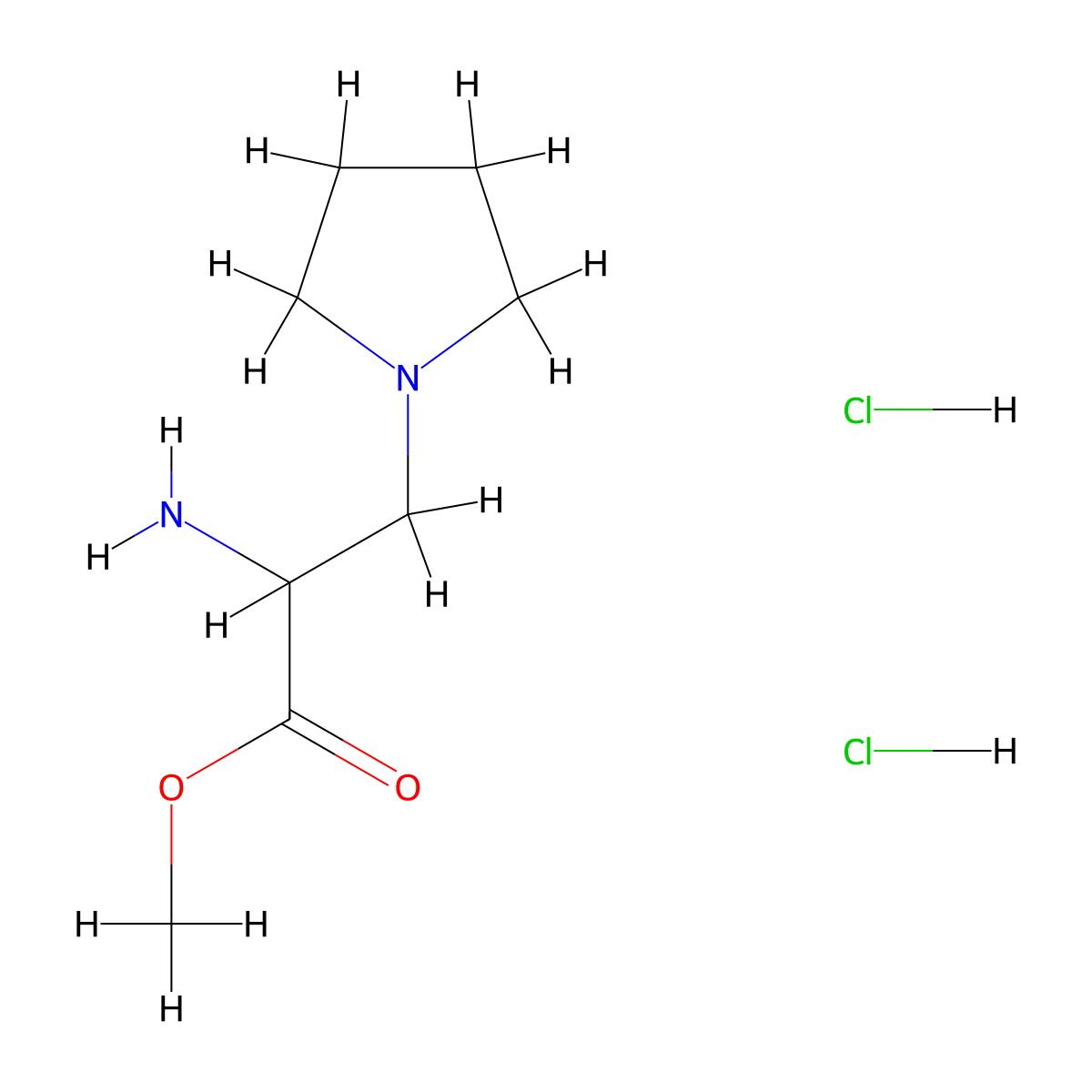 Methyl 2-amino-3-(pyrrolidin-1-yl)propanoate dihydrochloride molecular structure, CAS 1315365-14-0