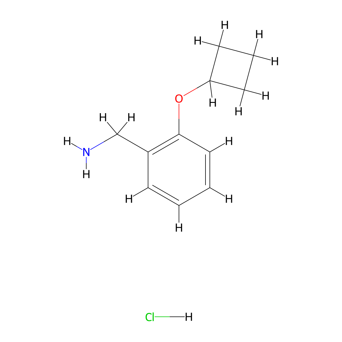 (2-Cyclobutoxyphenyl)methanamine hydrochloride molecular structure, CAS 1315365-15-1