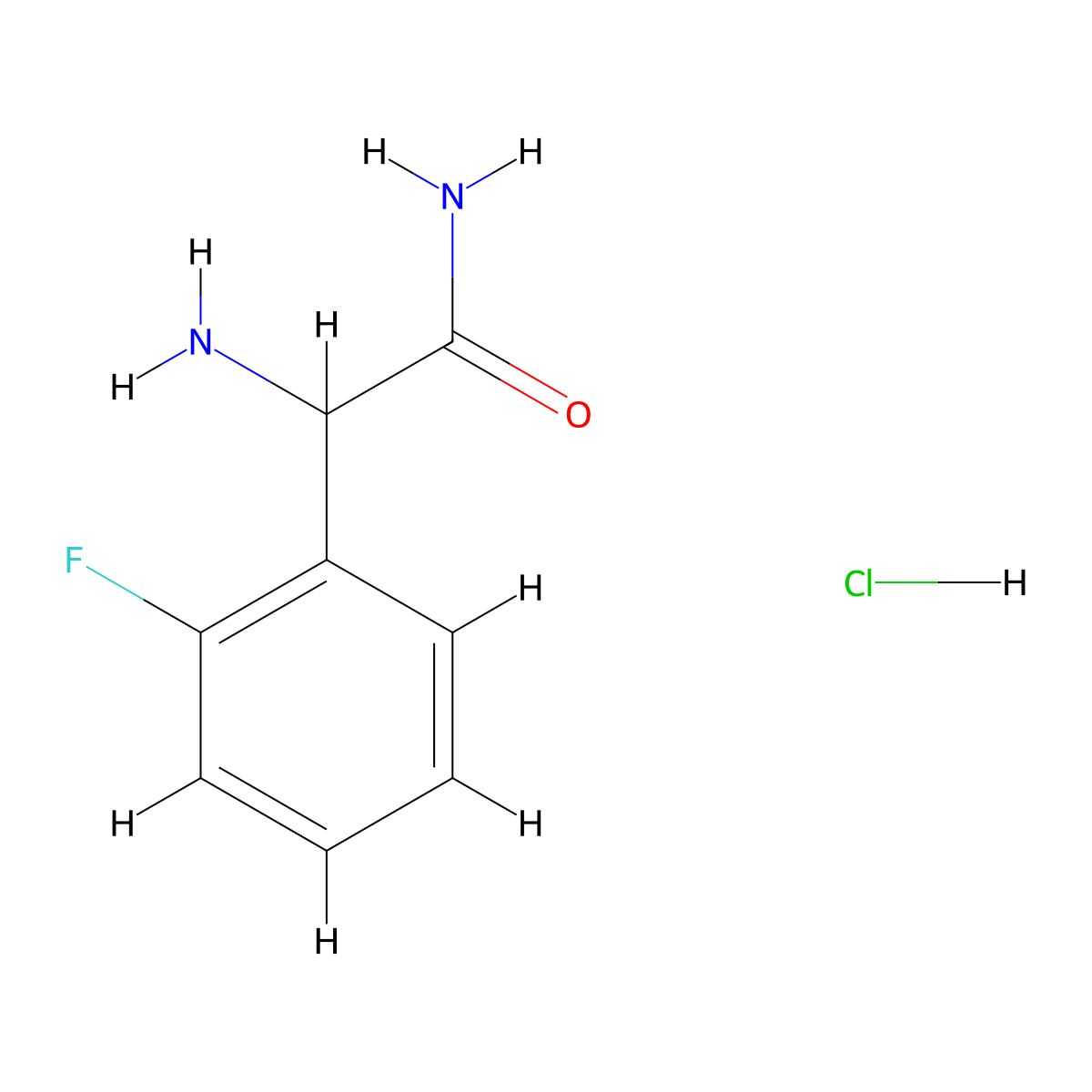 2-Amino-2-(2-fluorophenyl)acetamide hydrochloride molecular structure, CAS 1315365-17-3