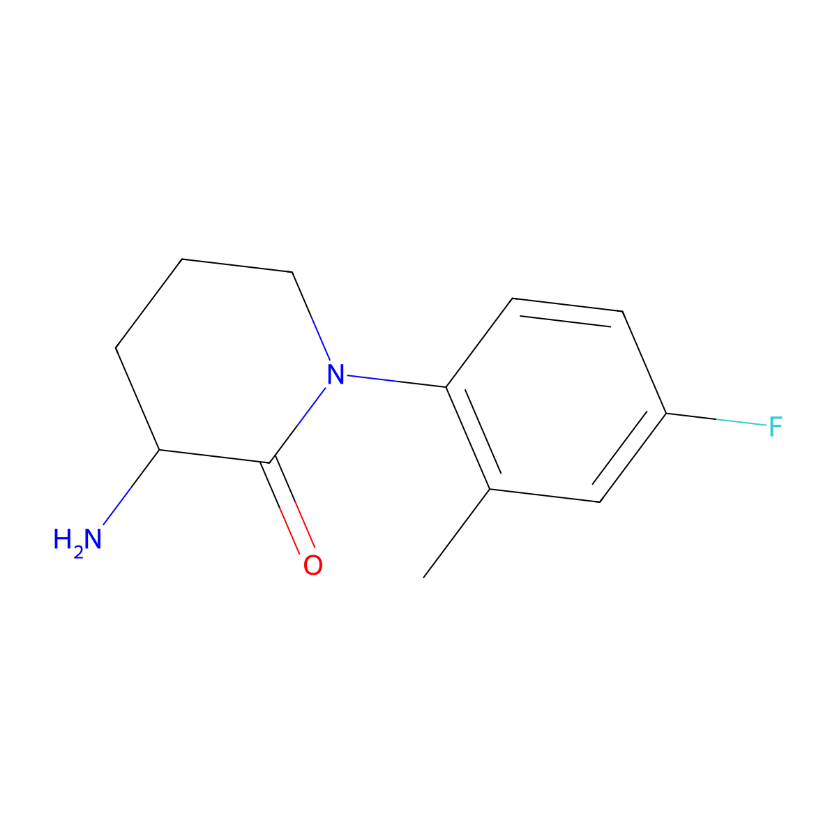 3-Amino-1-(4-fluoro-2-methylphenyl)piperidin-2-one molecular structure, CAS 1315365-20-8