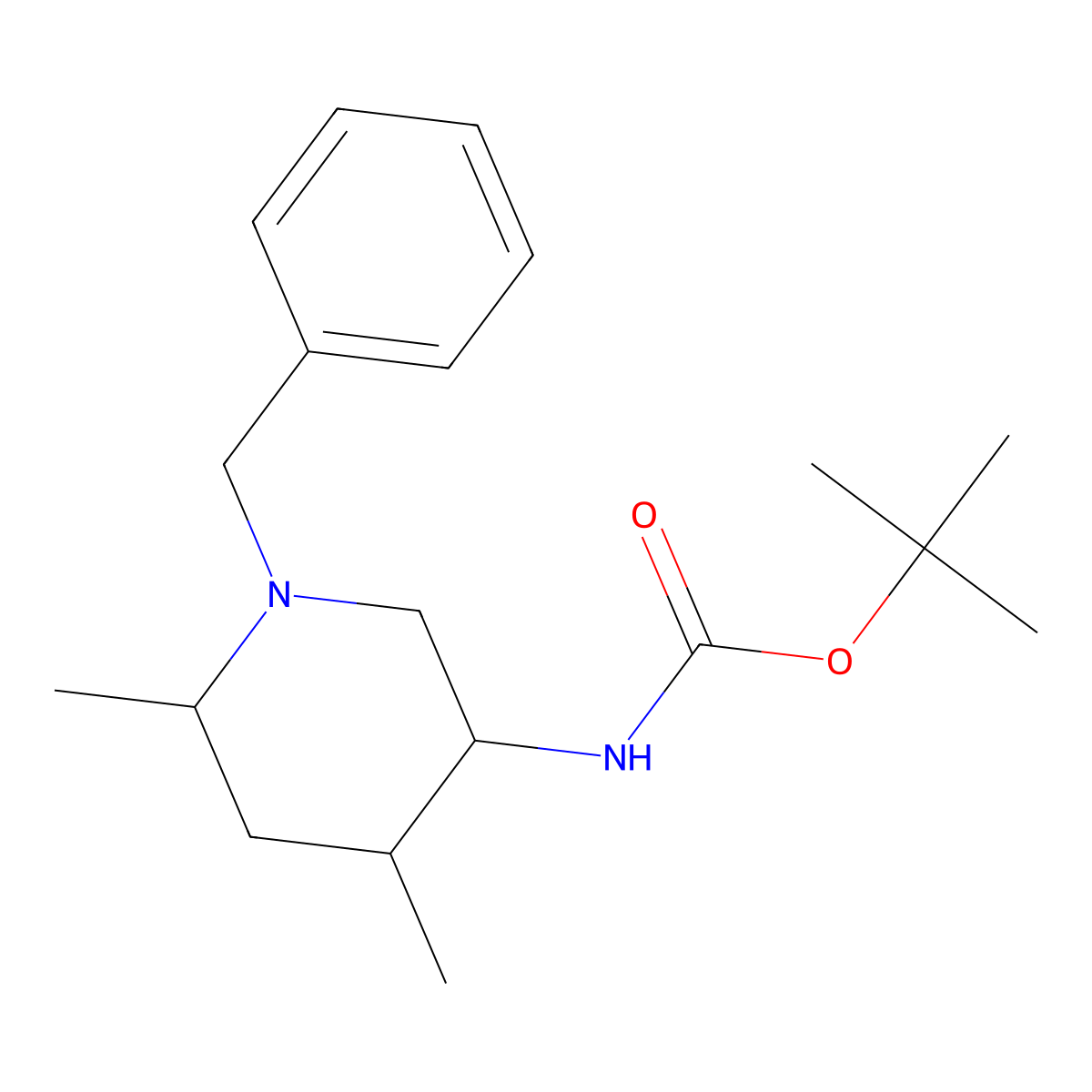 tert-butyl N-(1-benzyl-4,6-dimethylpiperidin-3-yl)carbamate molecular structure, CAS 1315365-42-4