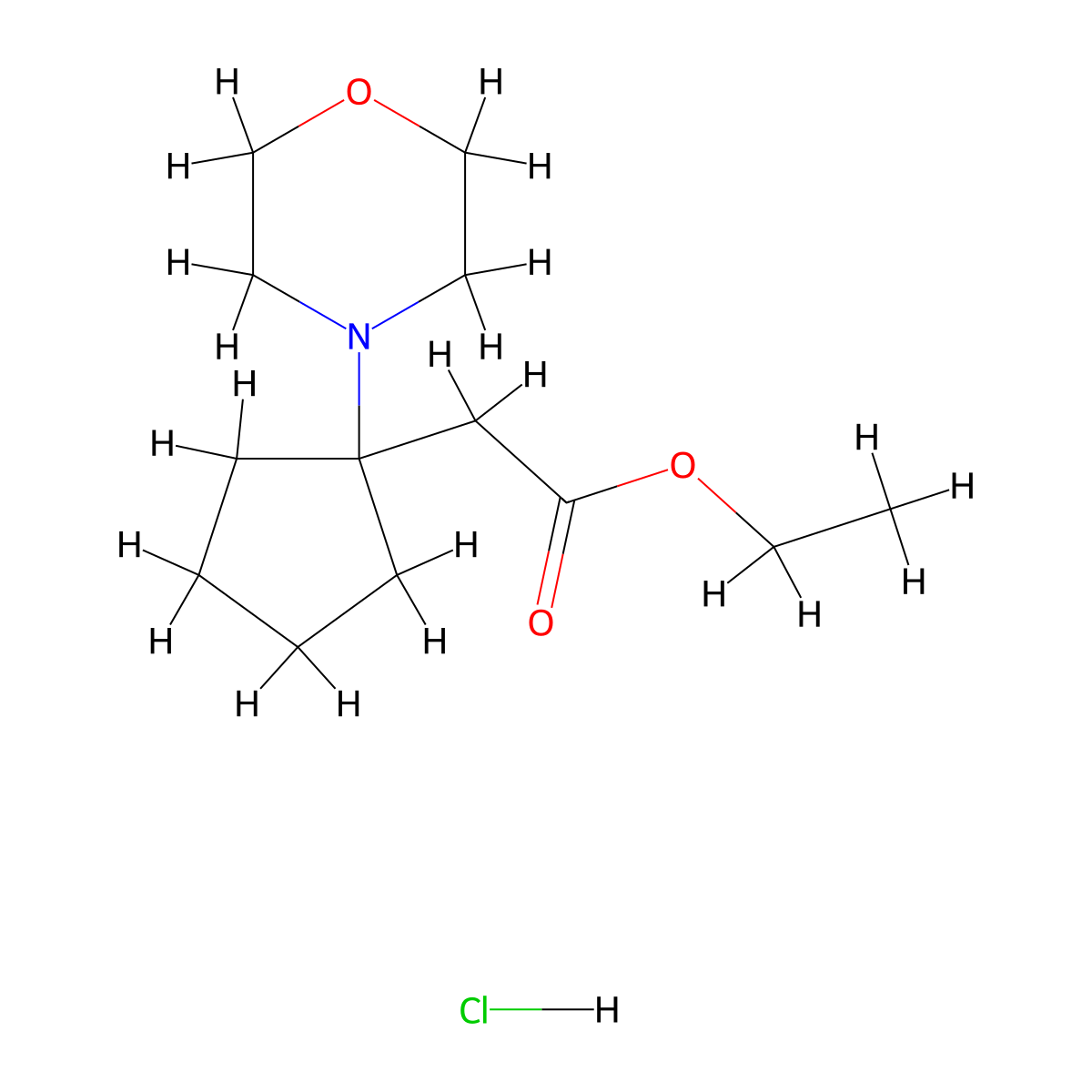 Ethyl 2-[1-(morpholin-4-yl)cyclopentyl]acetate hydrochloride molecular structure, CAS 1315365-47-9