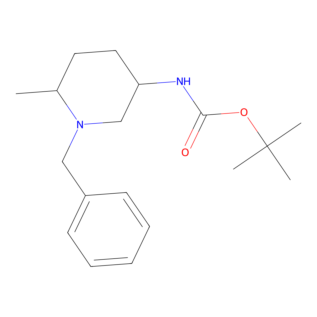 tert-butyl N-(1-benzyl-6-methylpiperidin-3-yl)carbamate molecular structure, CAS 1315365-53-7