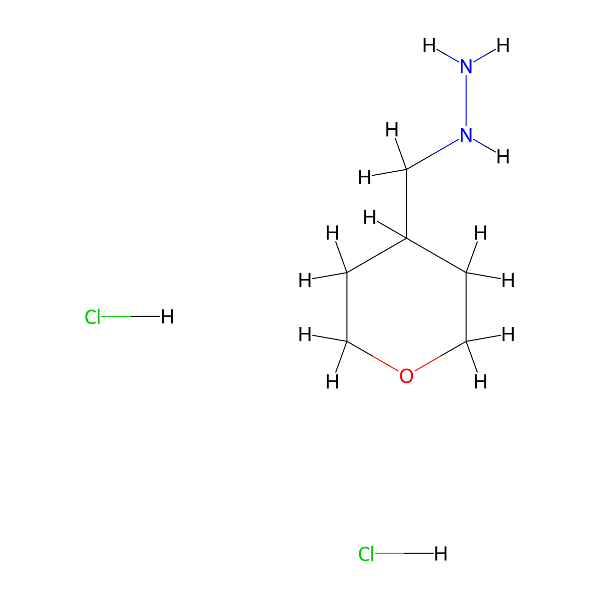 ((Tetrahydro-2H-pyran-4-yl)methyl)hydrazine dihydrochloride molecular structure, CAS 1315365-54-8