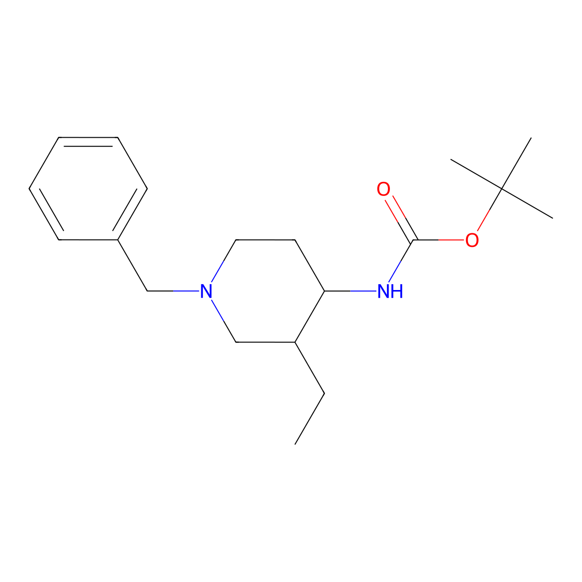 tert-butyl N-(1-benzyl-3-ethylpiperidin-4-yl)carbamate molecular structure, CAS 1315365-62-8