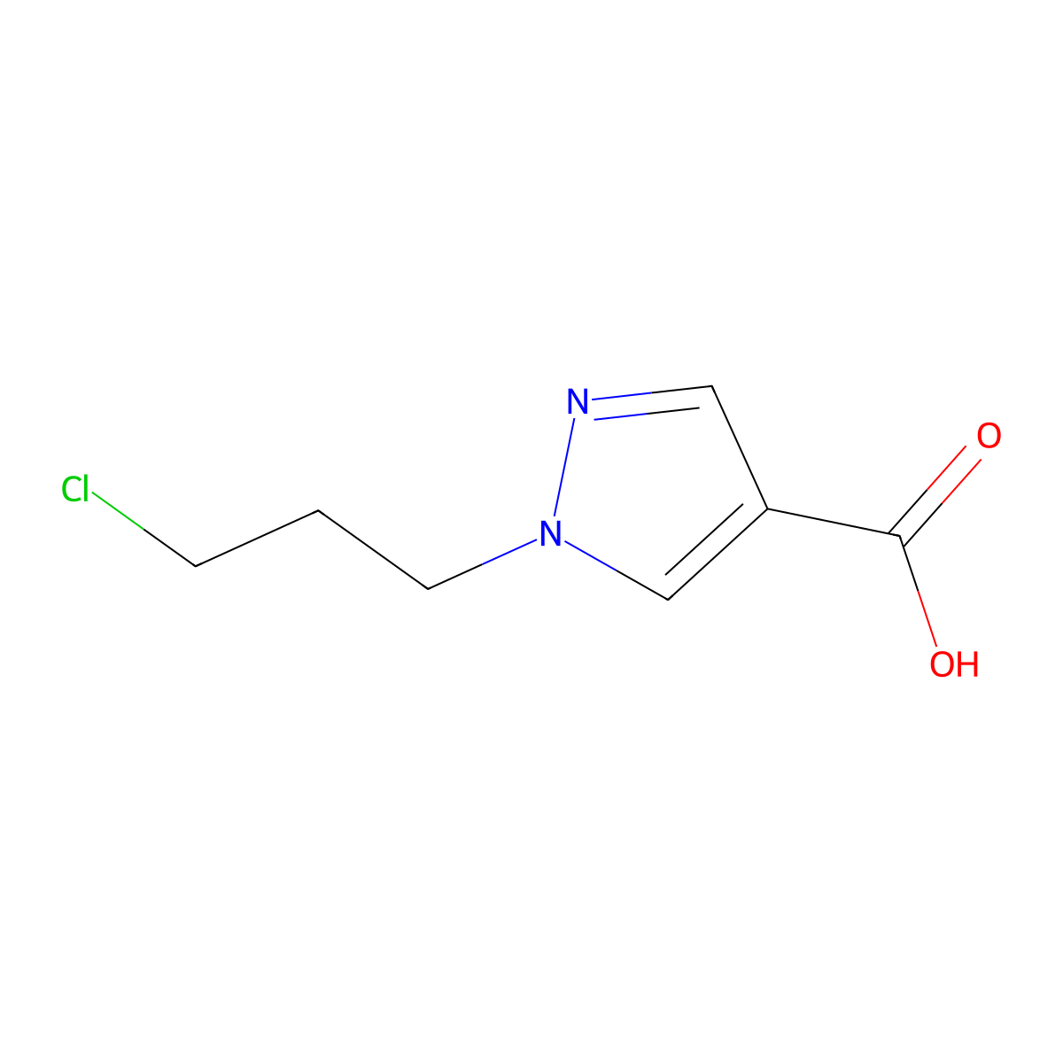 1-(3-chloropropyl)-1H-pyrazole-4-carboxylic acid molecular structure, CAS 1315365-65-1