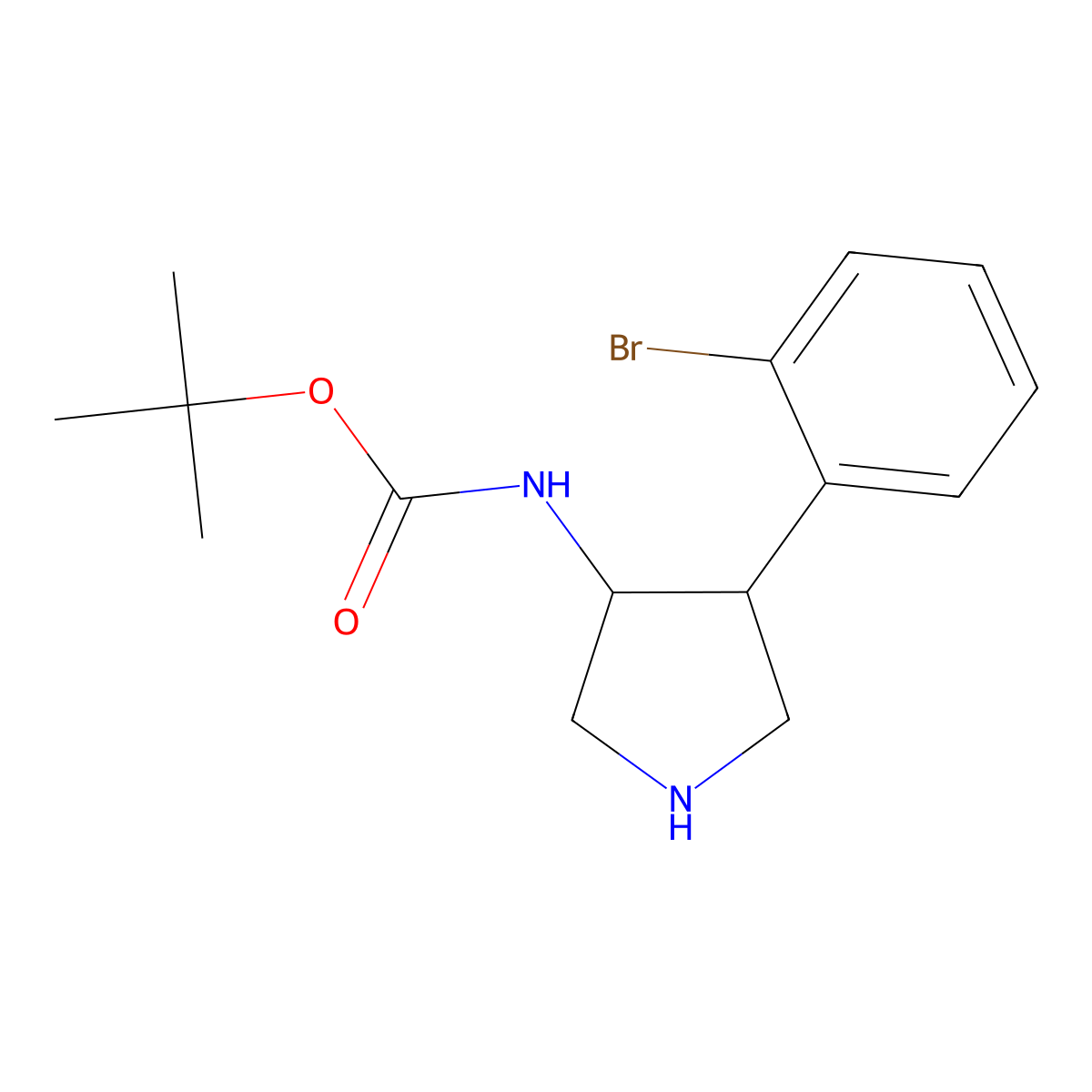 tert-butyl N-[4-(2-bromophenyl)pyrrolidin-3-yl]carbamate molecular structure, CAS 1315365-72-0
