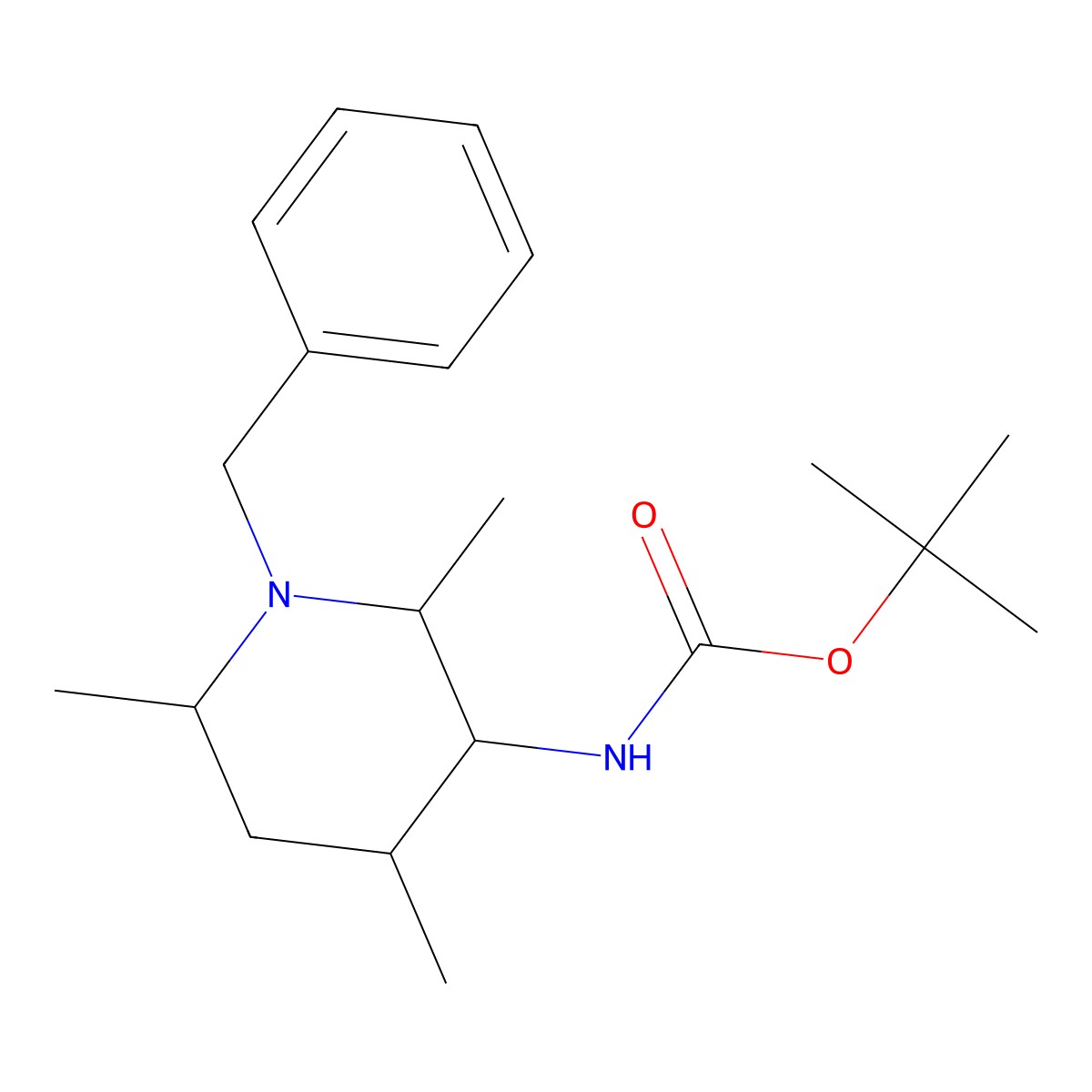 tert-butyl N-(1-benzyl-2,4,6-trimethylpiperidin-3-yl)carbamate molecular structure, CAS 1315365-74-2