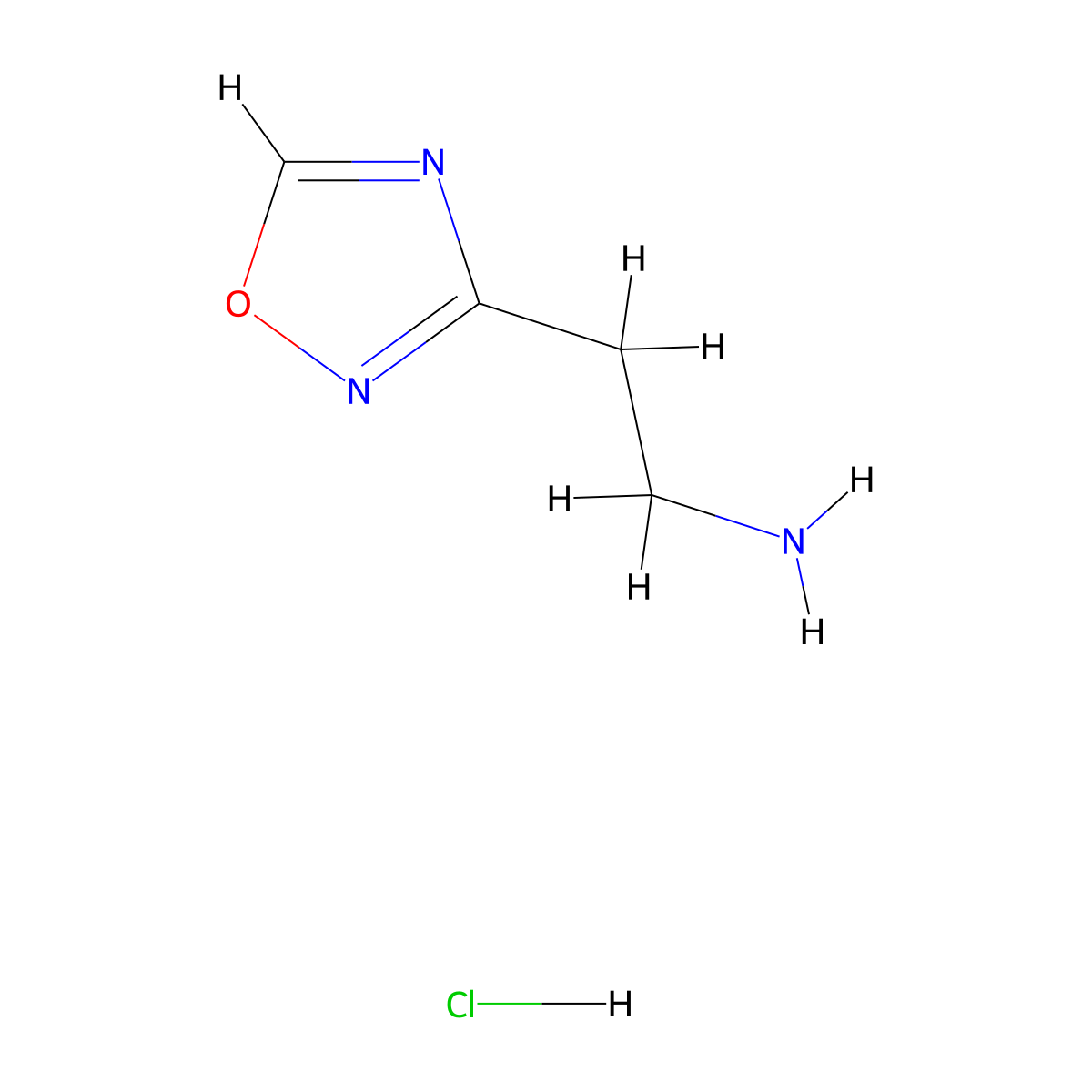 2-(1,2,4-Oxadiazol-3-yl)ethan-1-amine hydrochloride molecular structure, CAS 1315365-77-5