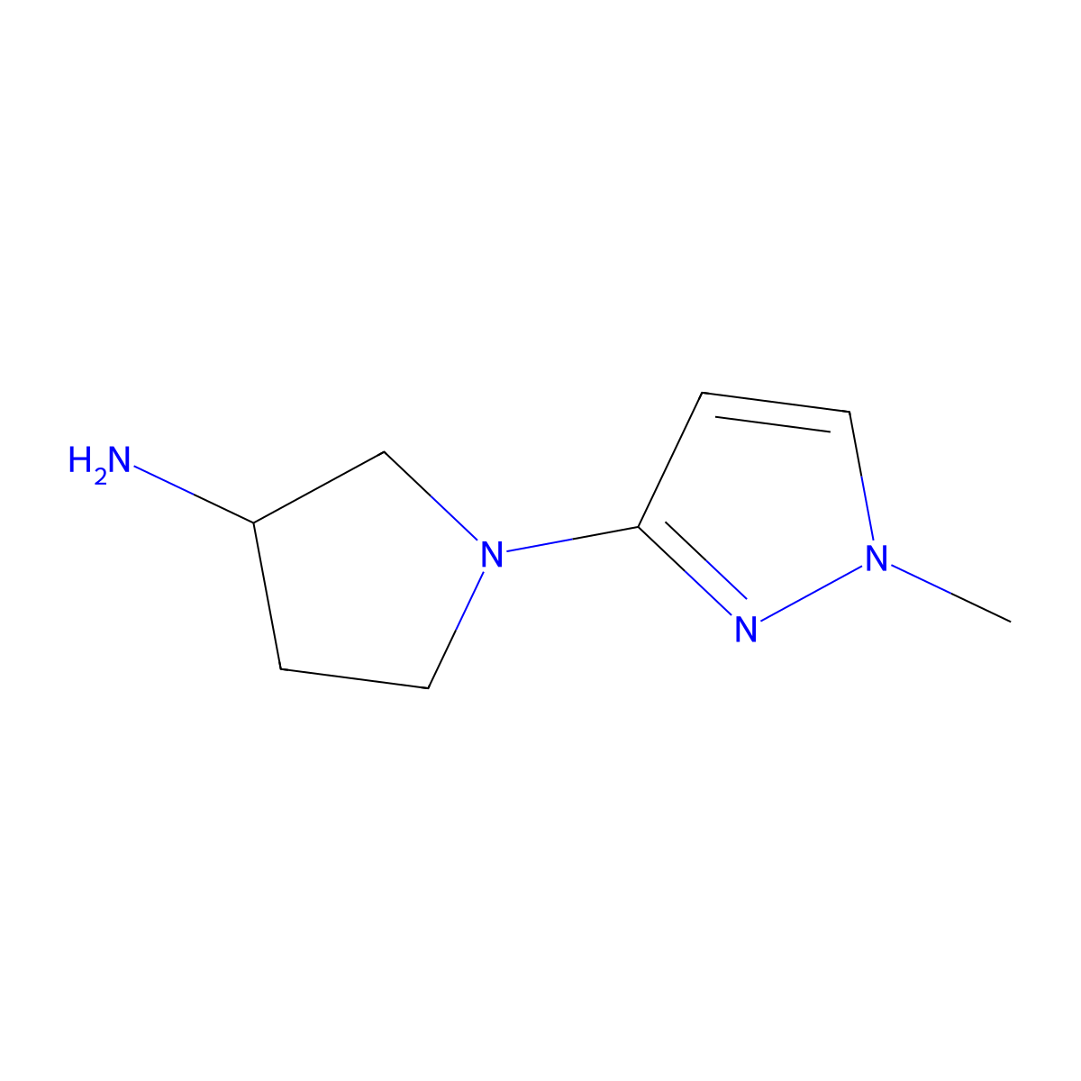 3-Pyrrolidinamine, 1-(1-methyl-1H-pyrazol-3-yl)- molecular structure, CAS 1315365-78-6