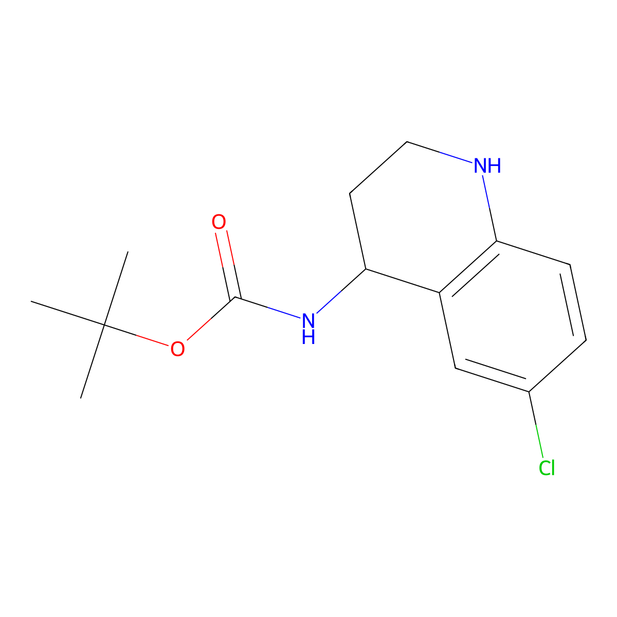 tert-butyl N-(6-chloro-1,2,3,4-tetrahydroquinolin-4-yl)carbamate molecular structure, CAS 1315365-85-5