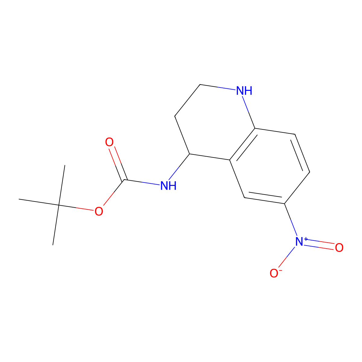tert-butyl N-(6-nitro-1,2,3,4-tetrahydroquinolin-4-yl)carbamate molecular structure, CAS 1315365-94-6