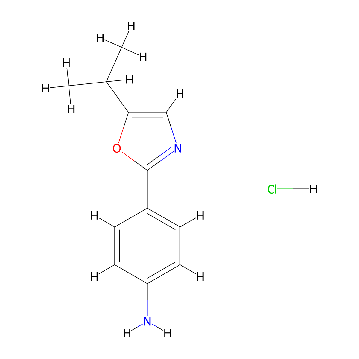 4-[5-(Propan-2-yl)-1,3-oxazol-2-yl]aniline hydrochloride molecular structure, CAS 1315366-06-3