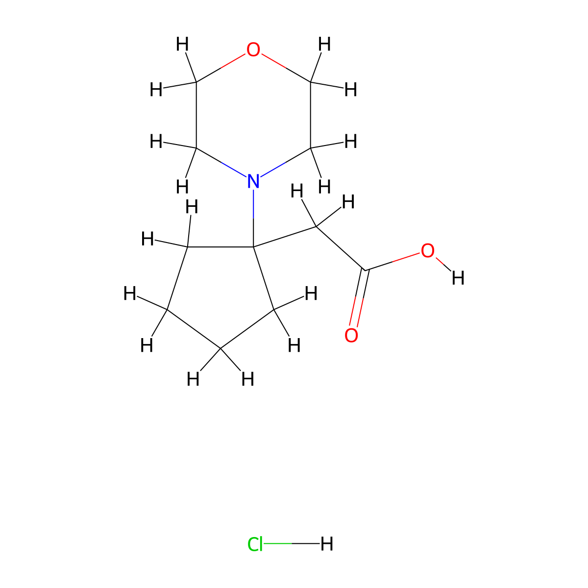 2-[1-(Morpholin-4-yl)cyclopentyl]acetic acid hydrochloride molecular structure, CAS 1315366-16-5