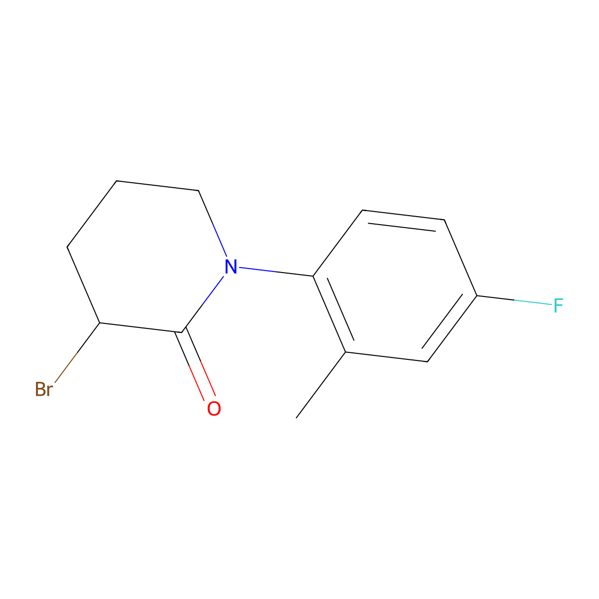 3-Bromo-1-(4-fluoro-2-methylphenyl)piperidin-2-one molecular structure, CAS 1315366-31-4