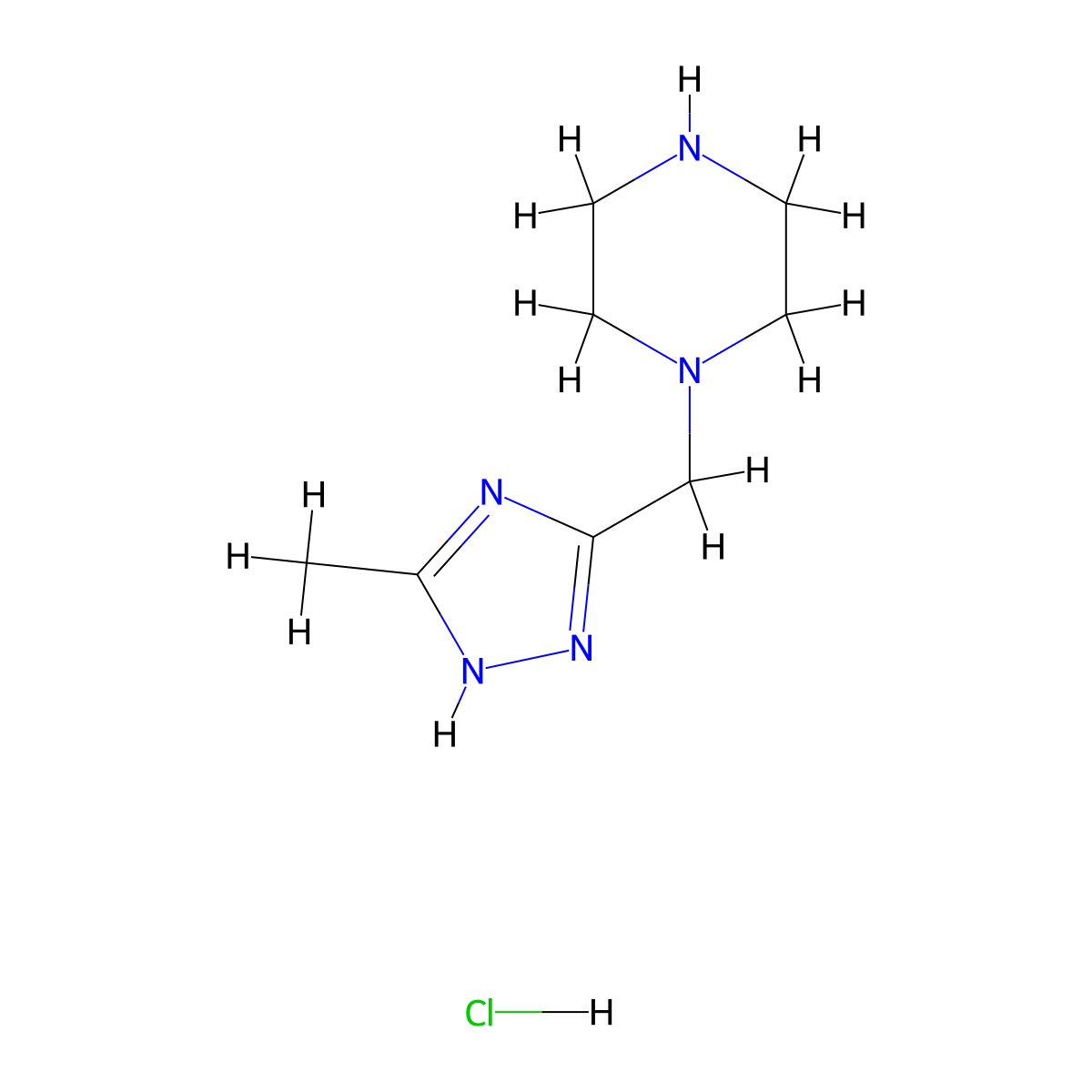 1-[(5-methyl-1H-1,2,4-triazol-3-yl)methyl]piperazine hydrochloride molecular structure, CAS 1315366-39-2