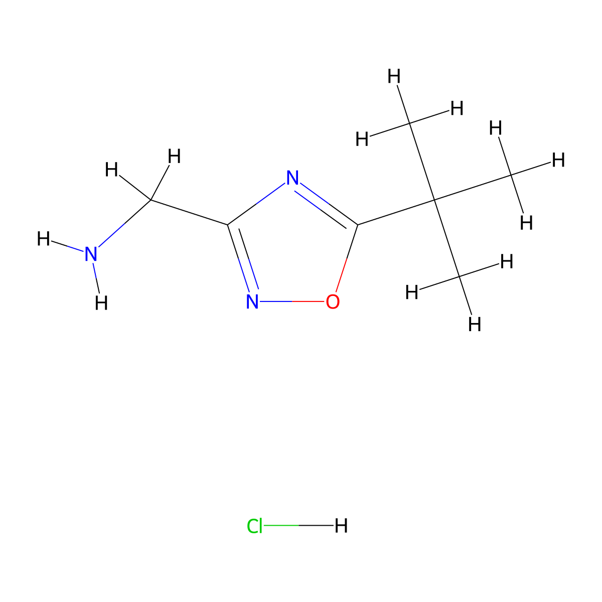 (5-Tert-butyl-1,2,4-oxadiazol-3-yl)methanamine hydrochloride molecular structure, CAS 1315366-45-0