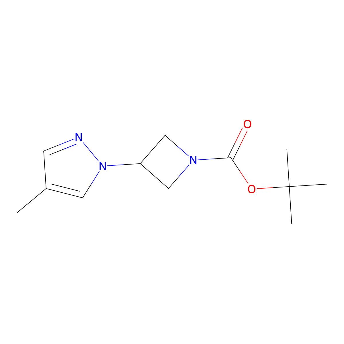 tert-butyl 3-(4-methyl-1H-pyrazol-1-yl)azetidine-1-carboxylate molecular structure, CAS 1315366-46-1