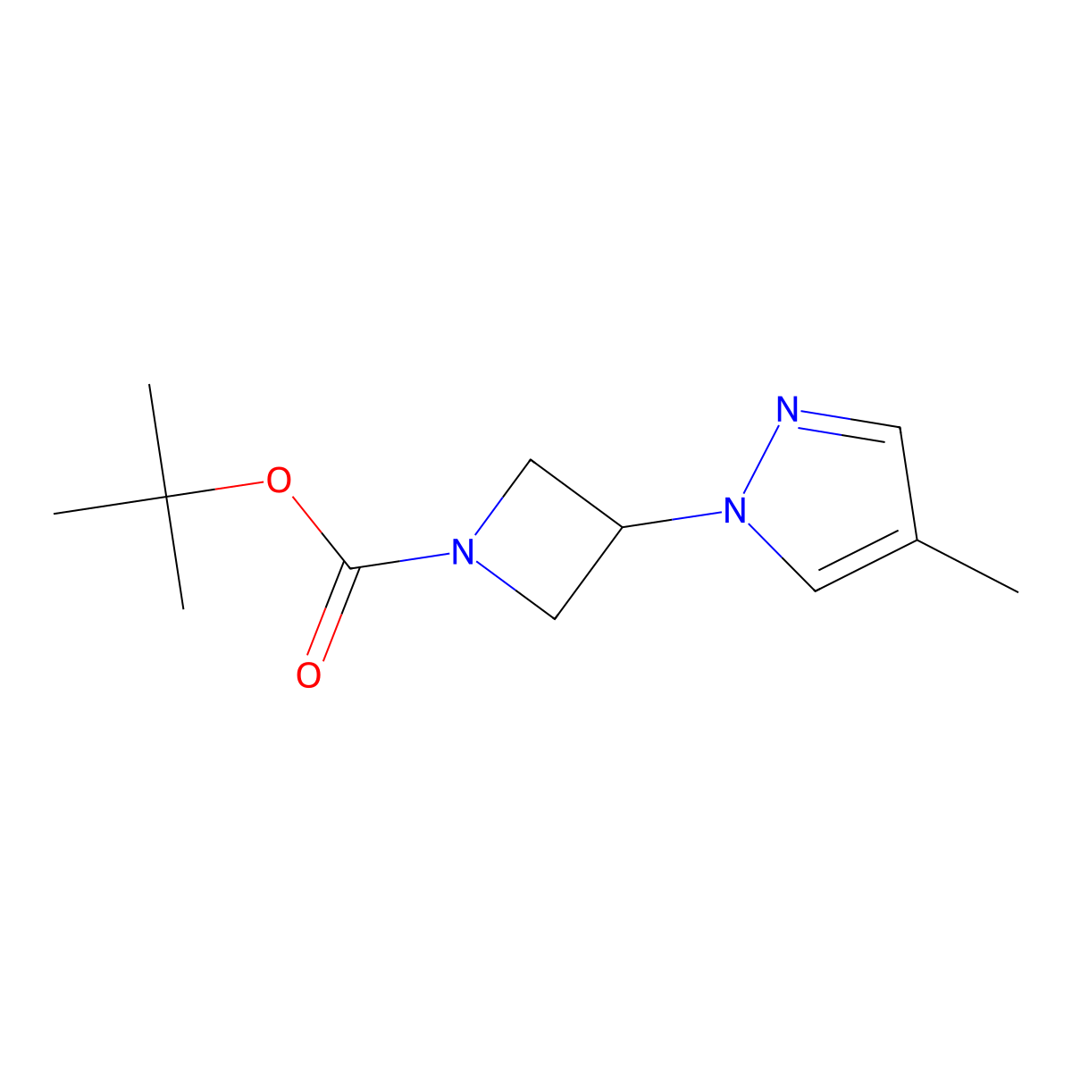 tert-butyl 3-(4-methyl-1H-pyrazol-1-yl)azetidine-1-carboxylate molecular structure, CAS 1315366-46-1