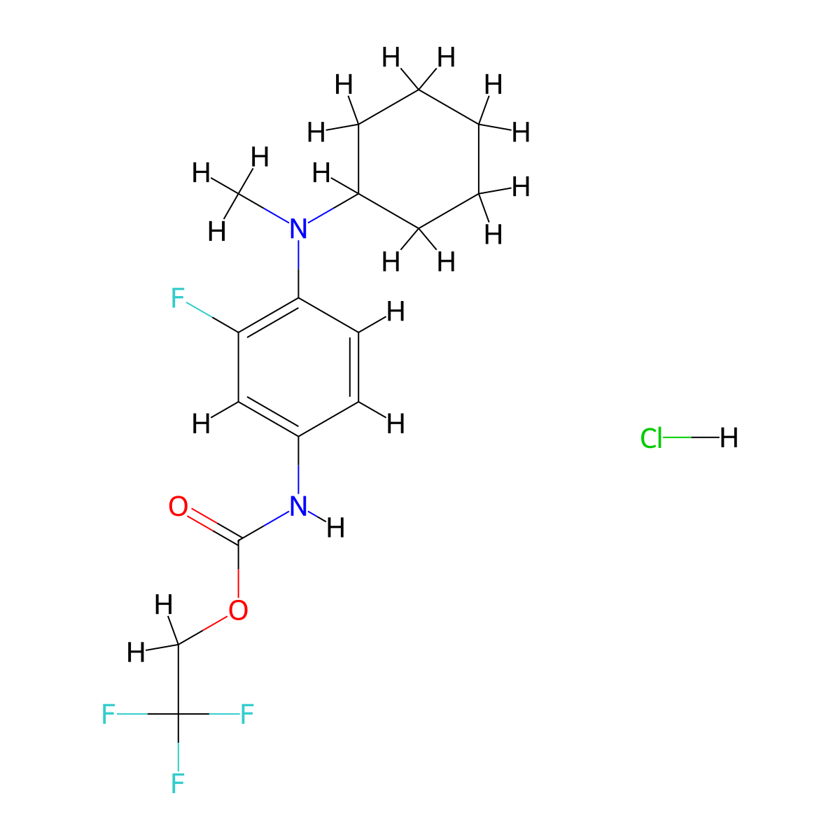 2,2,2-trifluoroethyl N-{4-[cyclohexyl(methyl)amino]-3-fluorophenyl}carbamate hydrochloride molecular structure, CAS 1315366-48-3