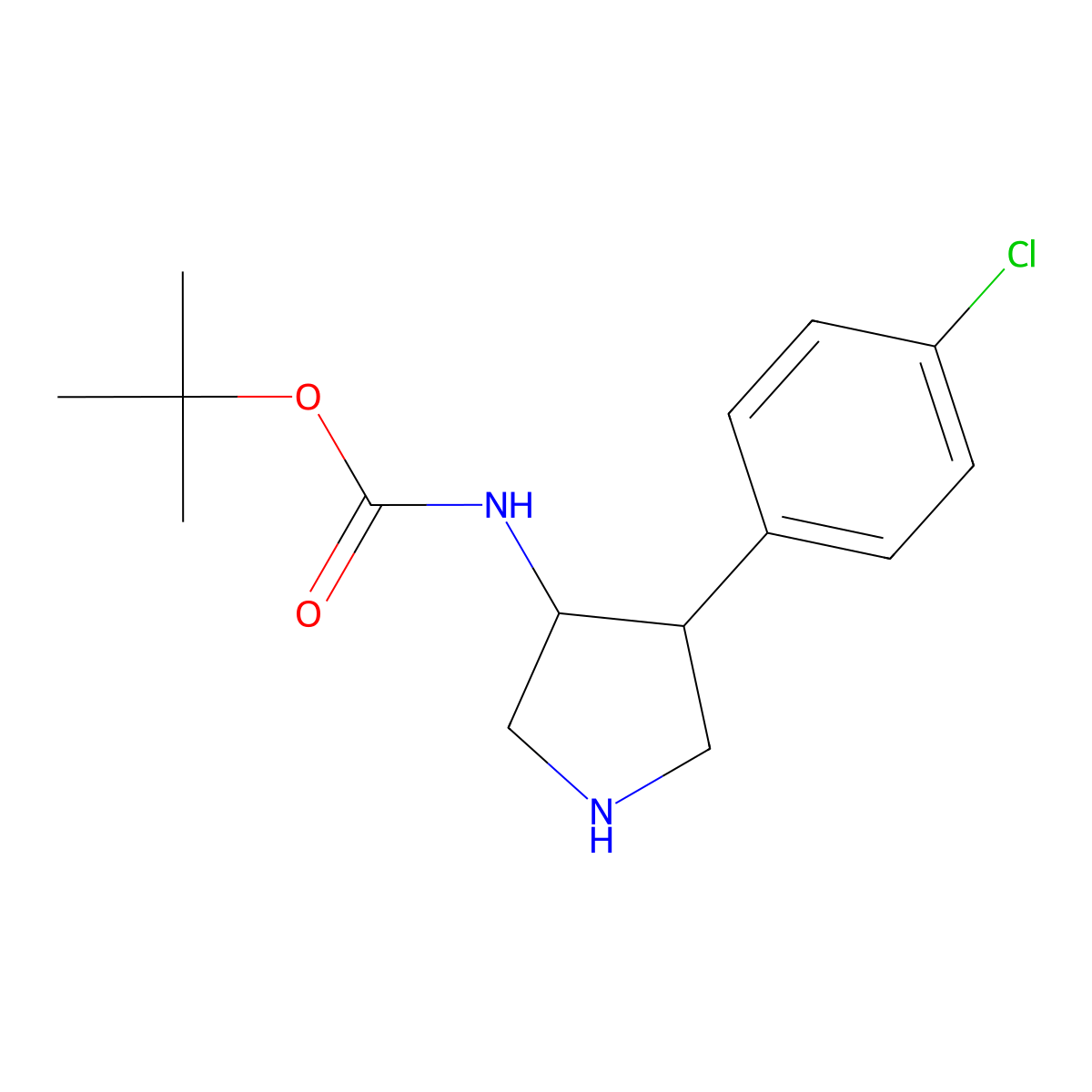 tert-butyl N-[4-(4-chlorophenyl)pyrrolidin-3-yl]carbamate molecular structure, CAS 1315366-52-9