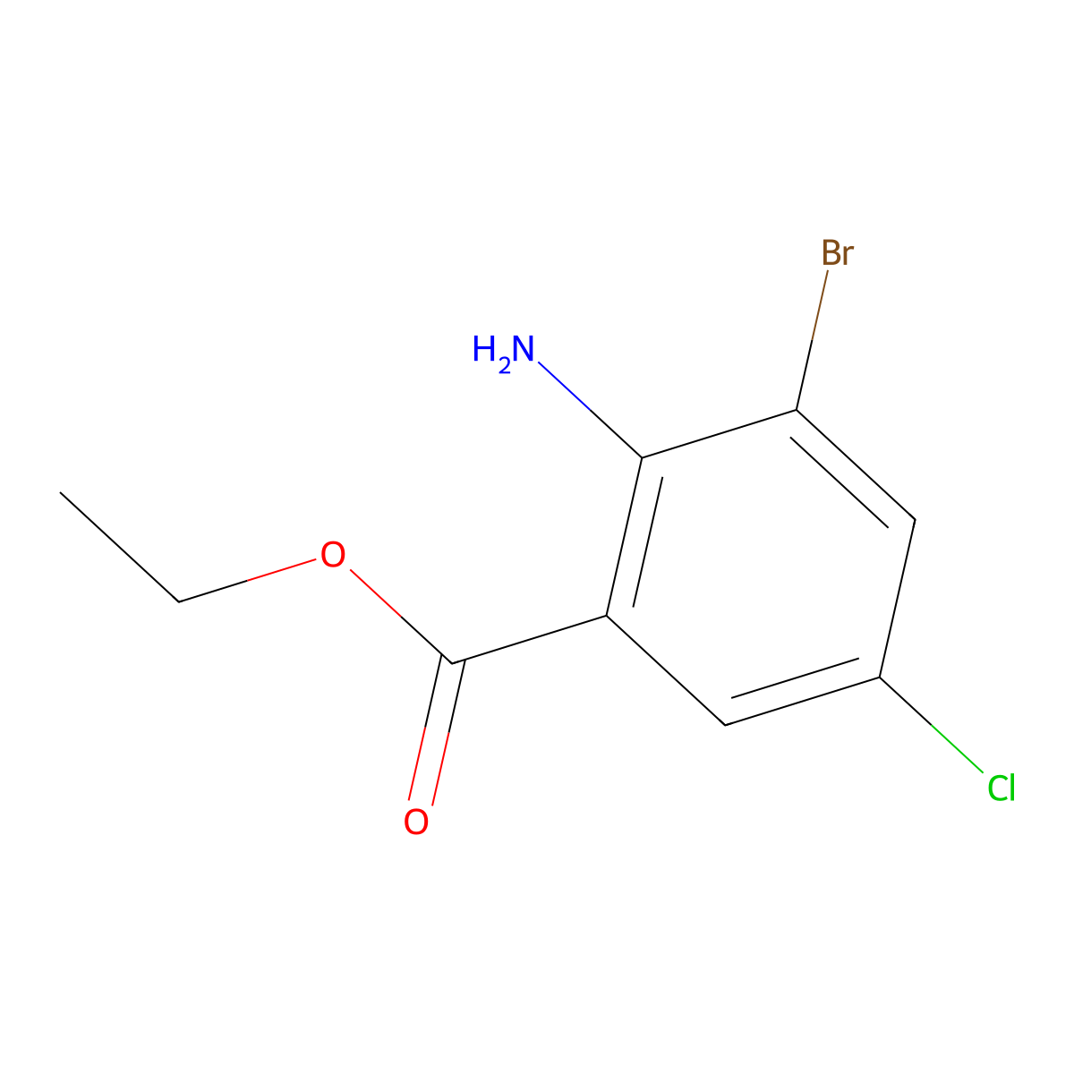 Ethyl 2-amino-3-bromo-5-chlorobenzoate molecular structure, CAS 1315366-56-3