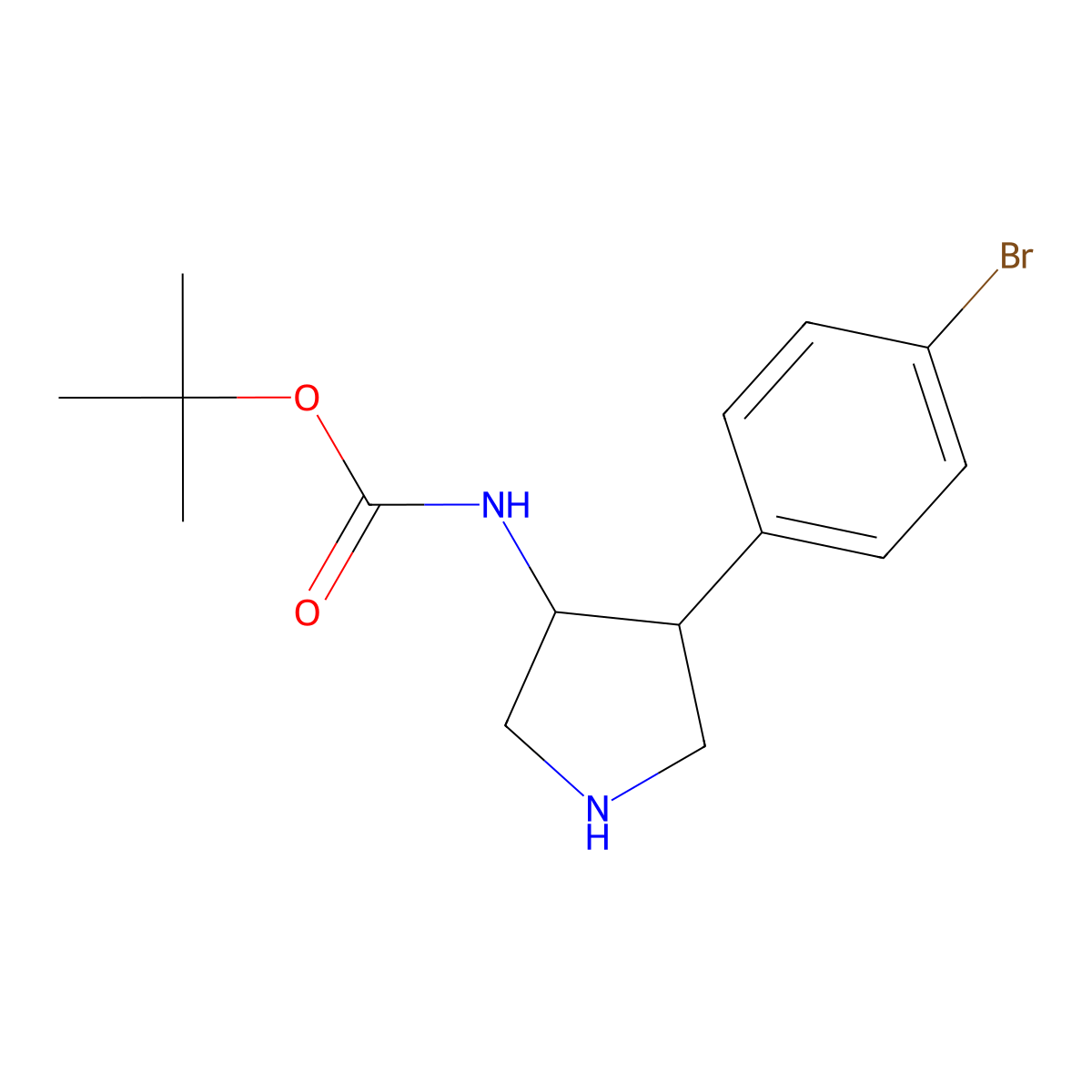 tert-butyl N-[4-(4-bromophenyl)pyrrolidin-3-yl]carbamate molecular structure, CAS 1315366-57-4